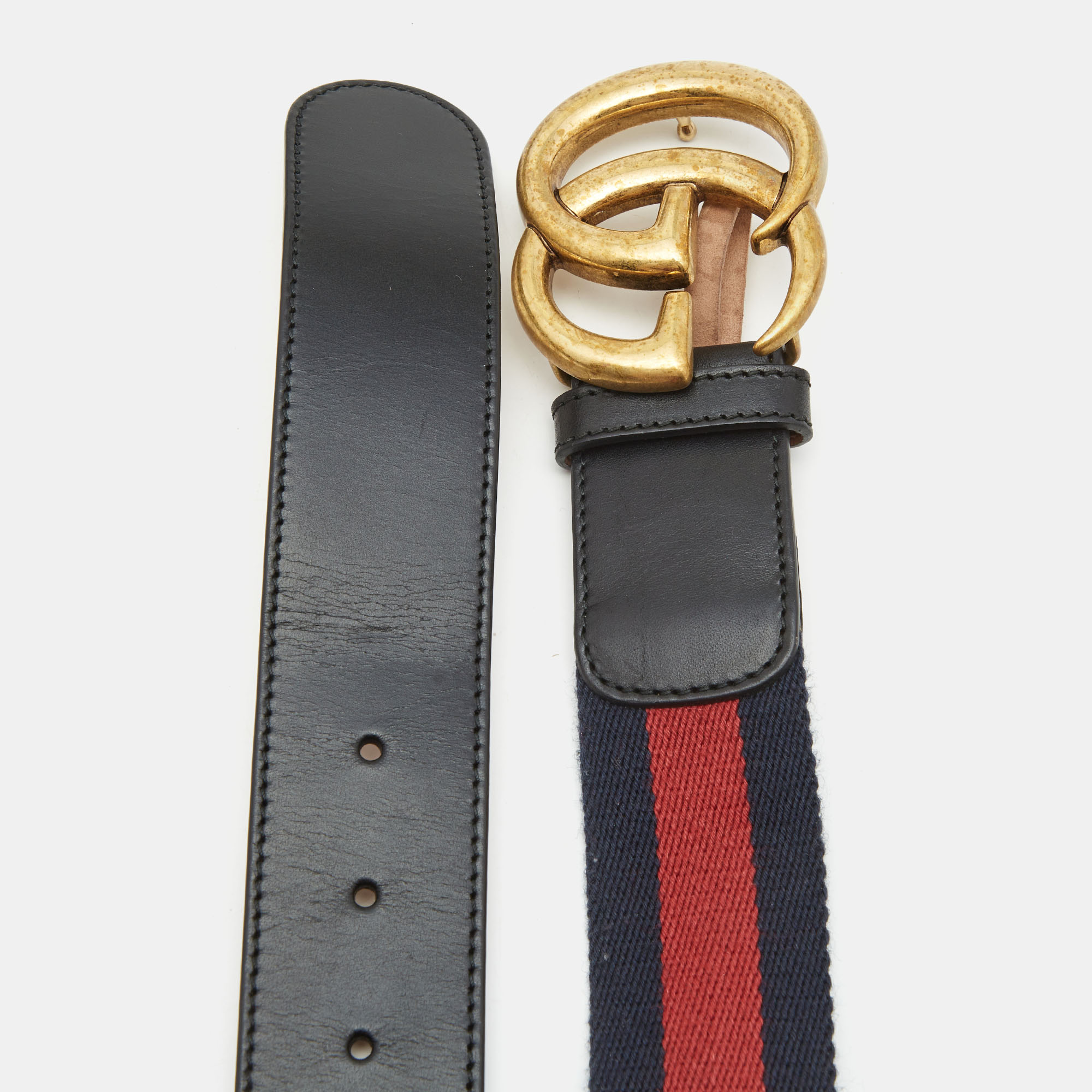 

Gucci Black/Red Leather and Canvas GG Web Buckle Belt