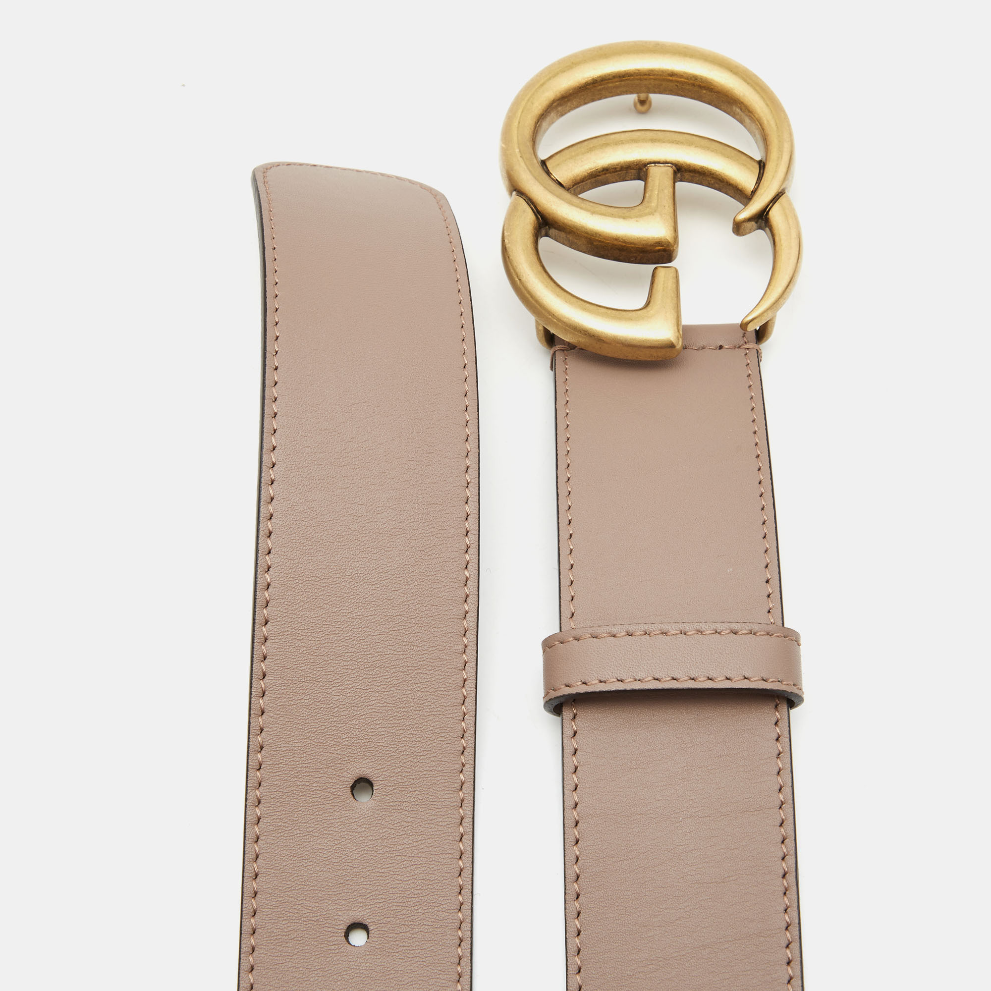 

Gucci Beige Leather GG Buckle Belt