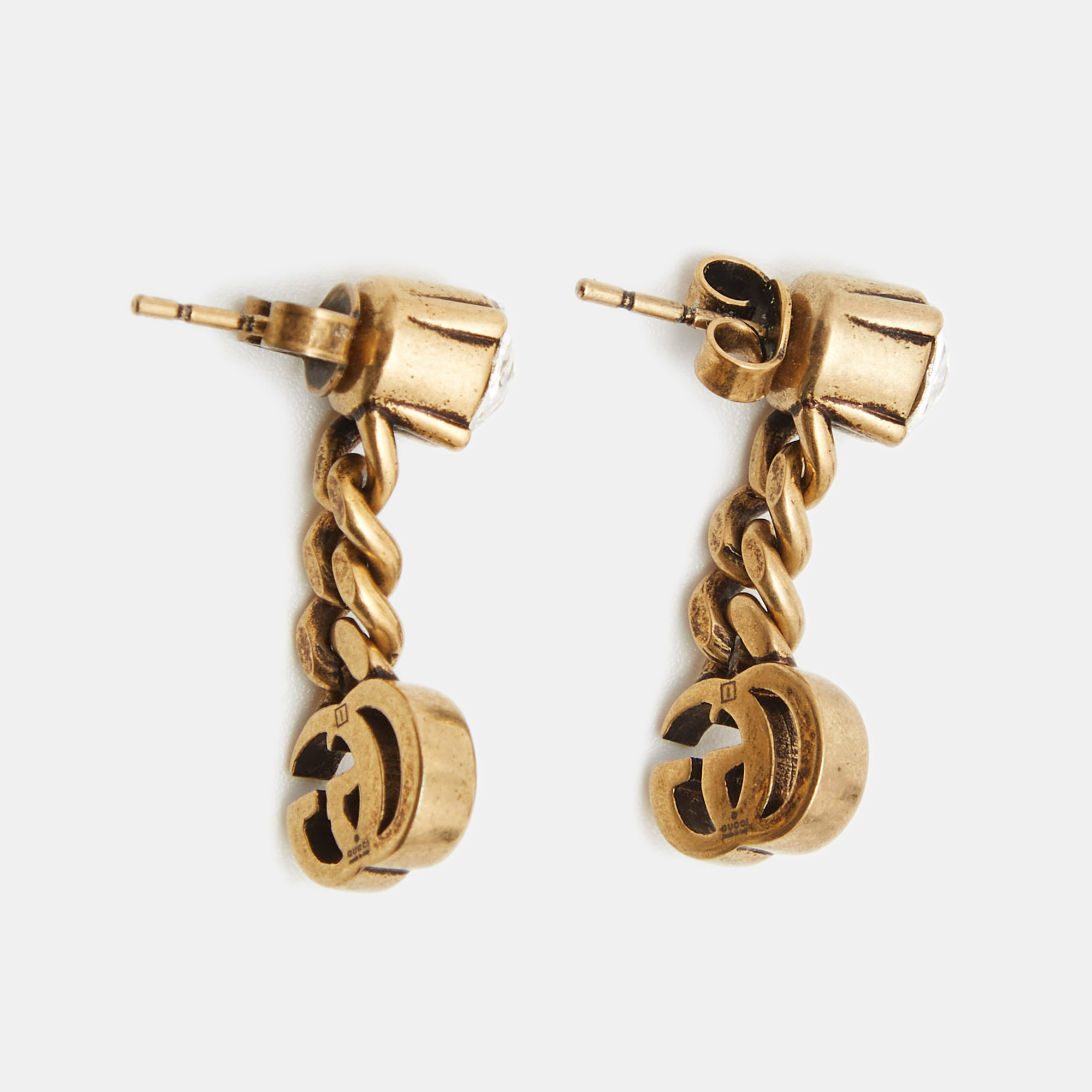 

Gucci GG Crystal Gold Tone Earrings