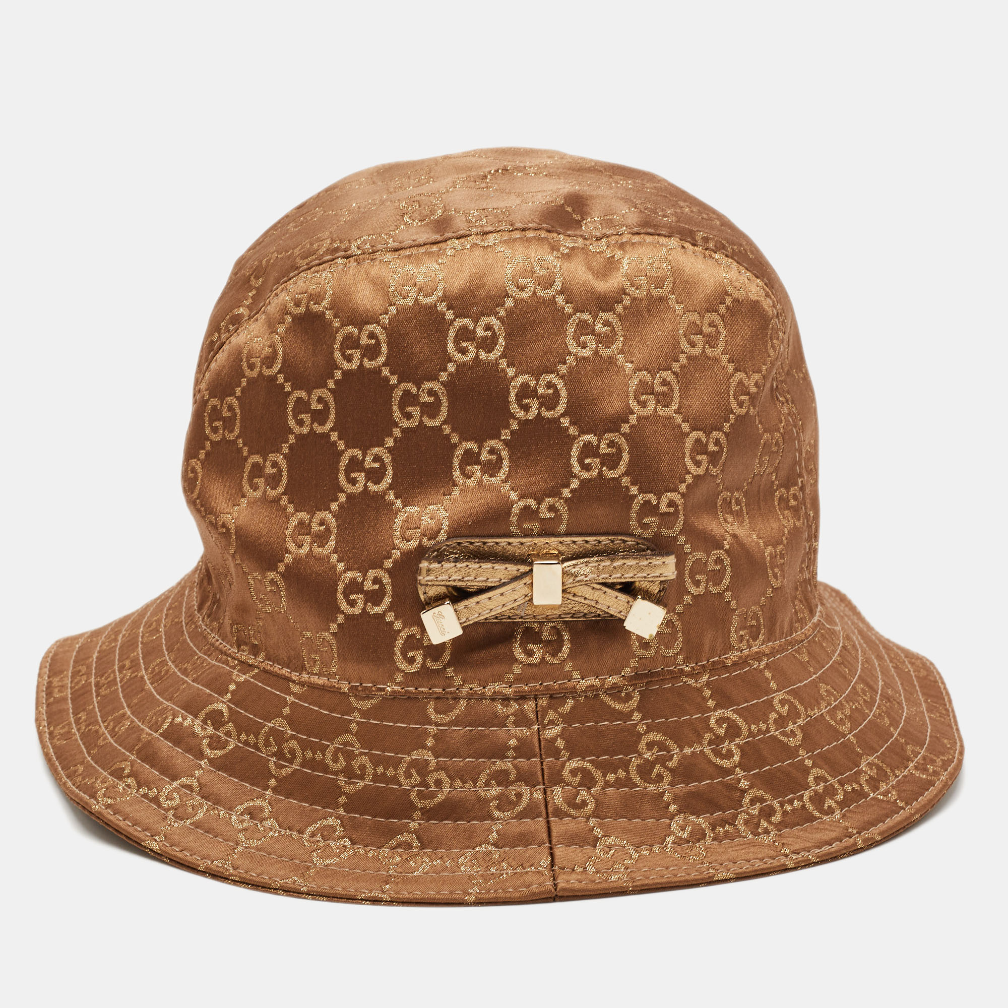 

Gucci Brown/Gold Guccissima Satin Bucket Hat