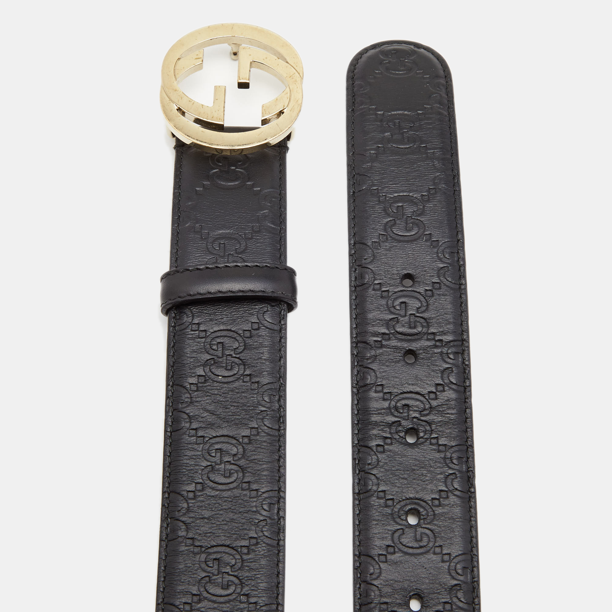 

Gucci Black Guccissima Leather Signature Belt