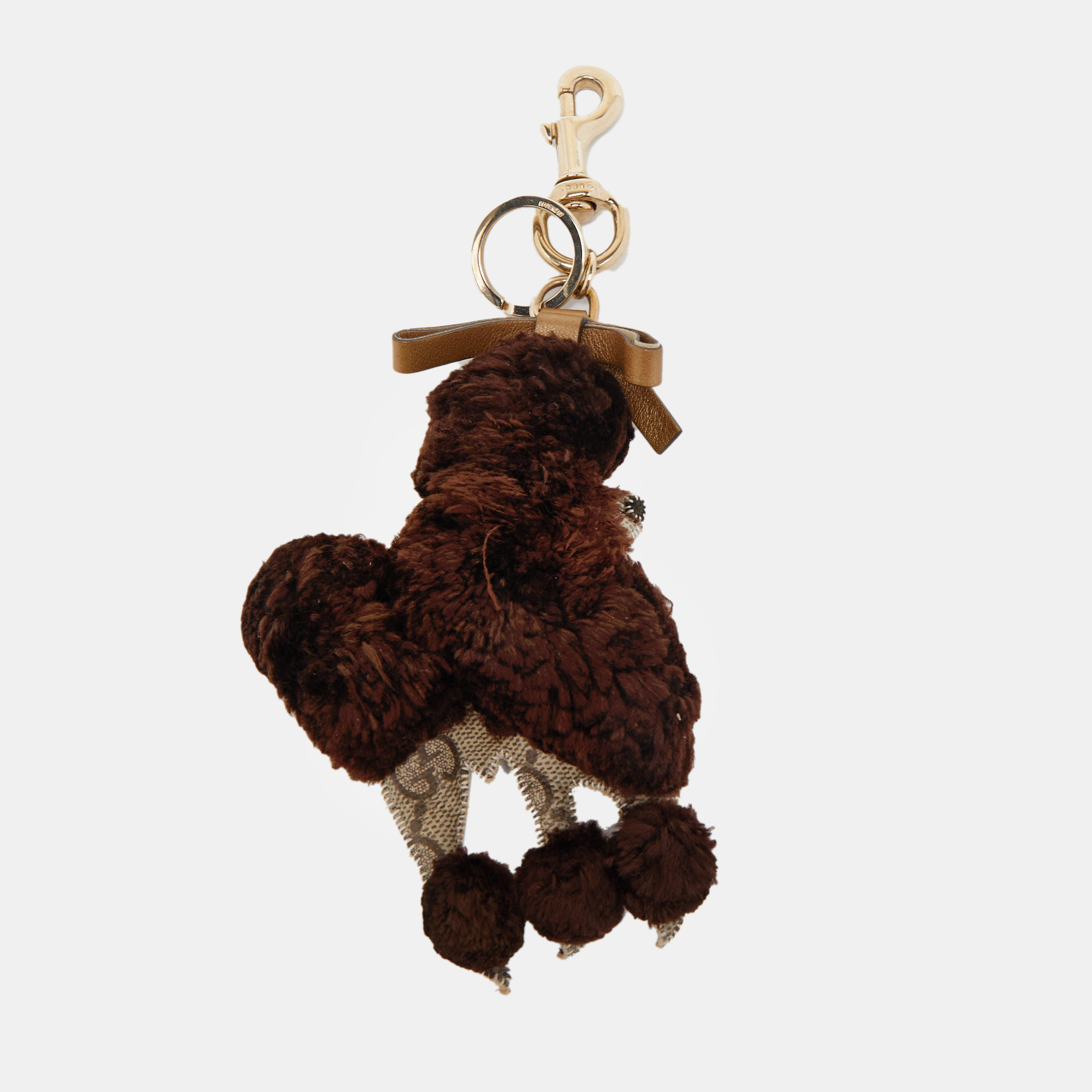 Pre-owned Gucci Brown/beige Gg Supreme Lulu French Poodle Bag Charm