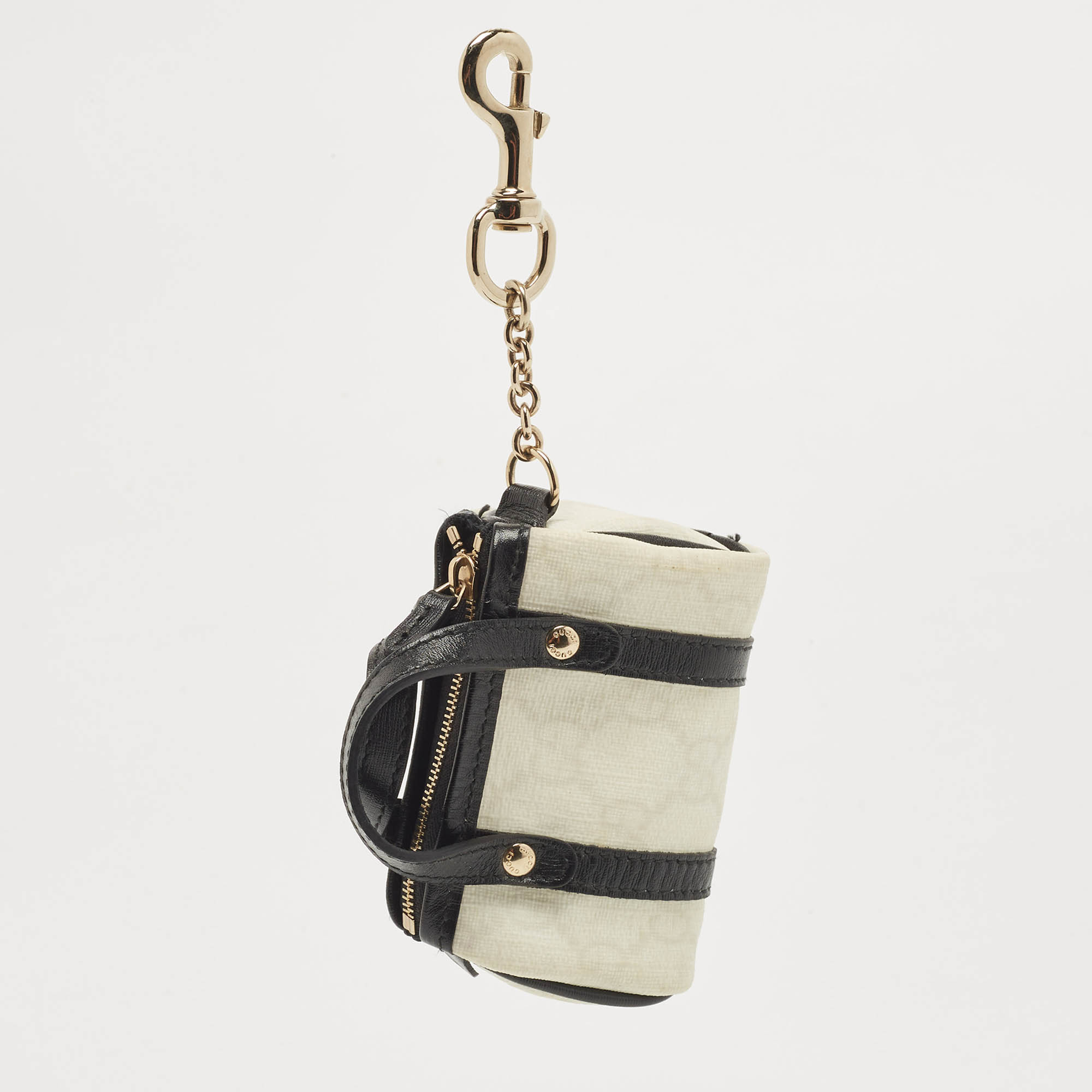 

Gucci White/Black GG Supreme Canvas and Leather Boston Bag Charm