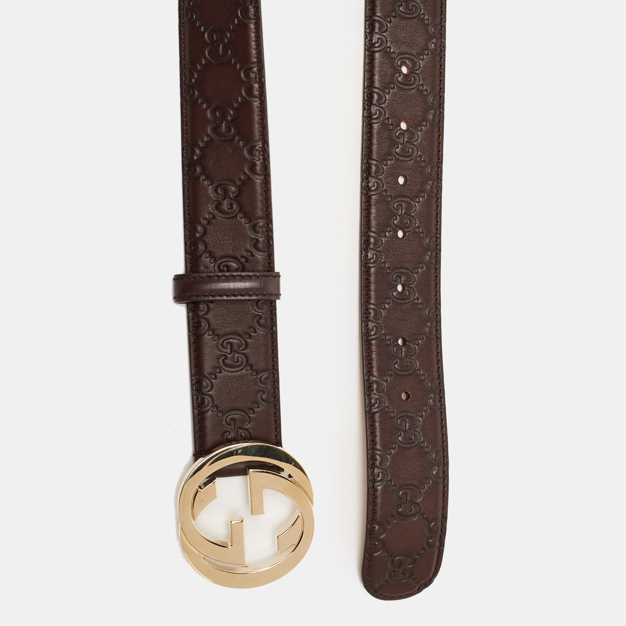 

Gucci Brown Guccissima Leather Interlocking GG Buckle Belt