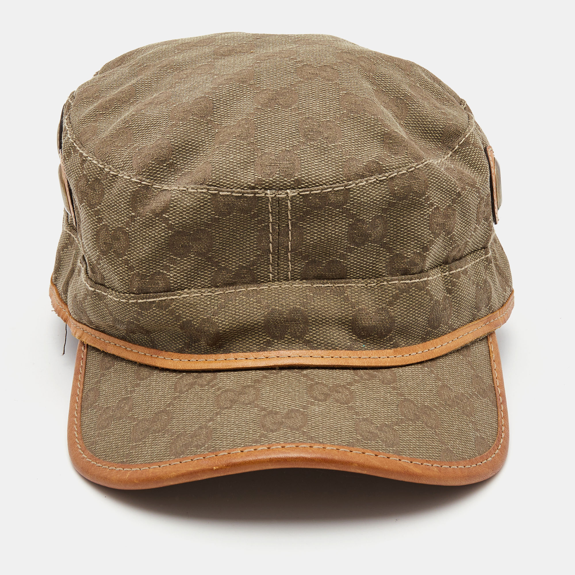 

Gucci Brown GG Canvas Eyelet Detail Military Hat