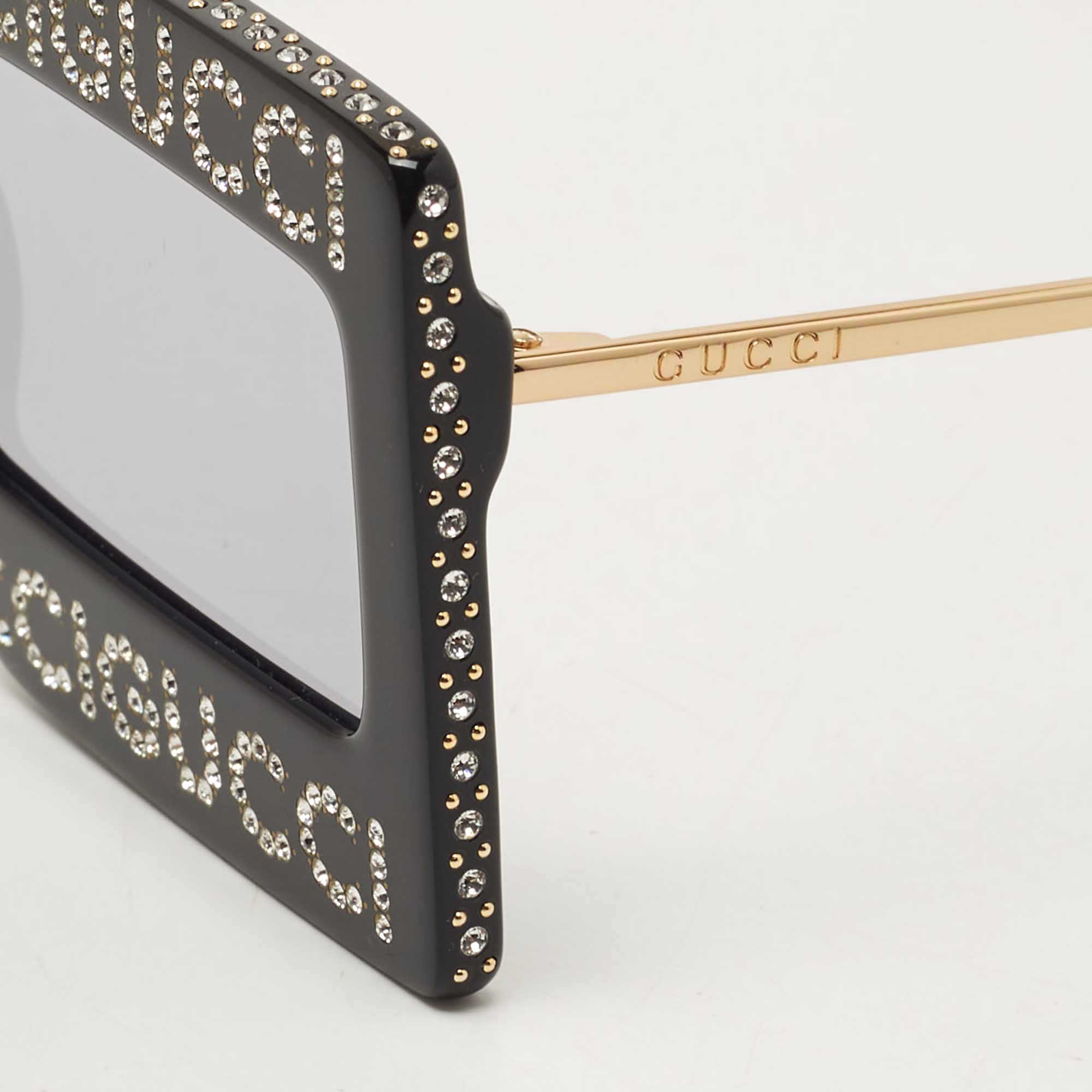 

Gucci Black Crystal Mask Rectangular Sunglasses