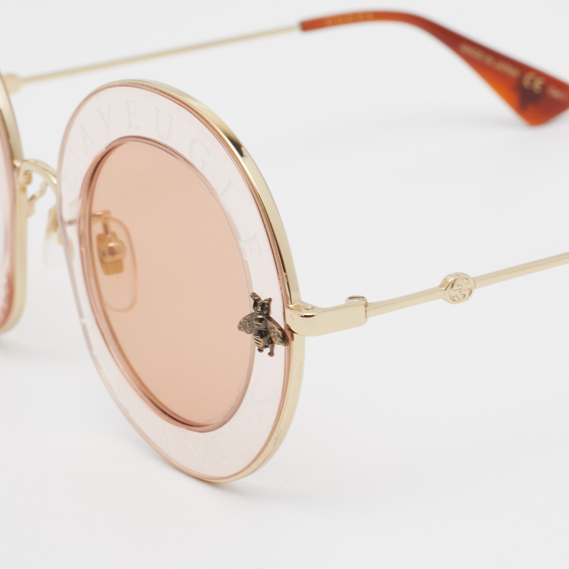 

Gucci Pink/Gold L'Aveugle Par Amour Round Sunglasses