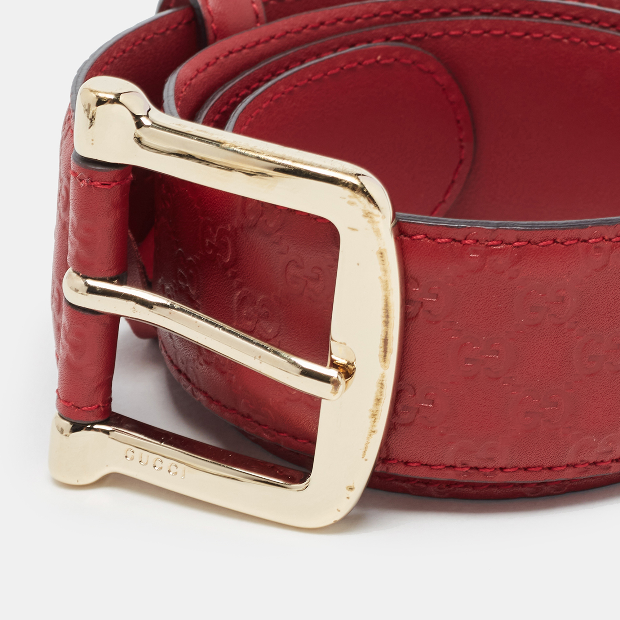 

Gucci Red Microguccissima Leather Buckle Belt