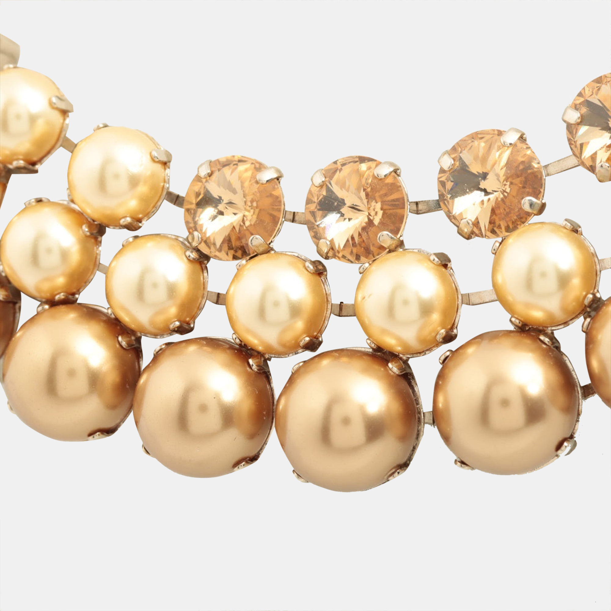 

Gucci Necklace GP x rhinestone x Faux Pearl Gold
