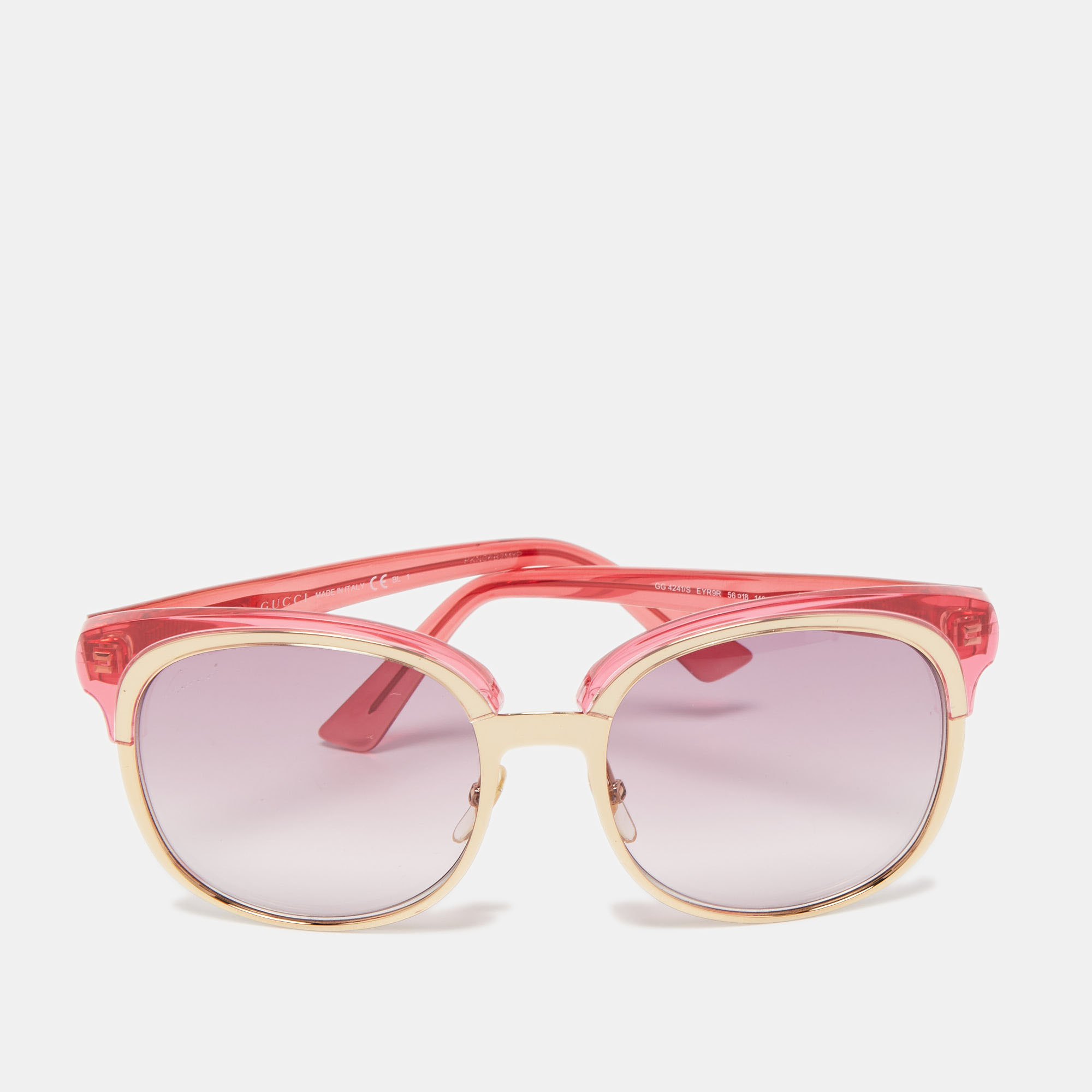 Pre-owned Gucci Pink/gold Gg 4241/s Frame Square Sunglasses