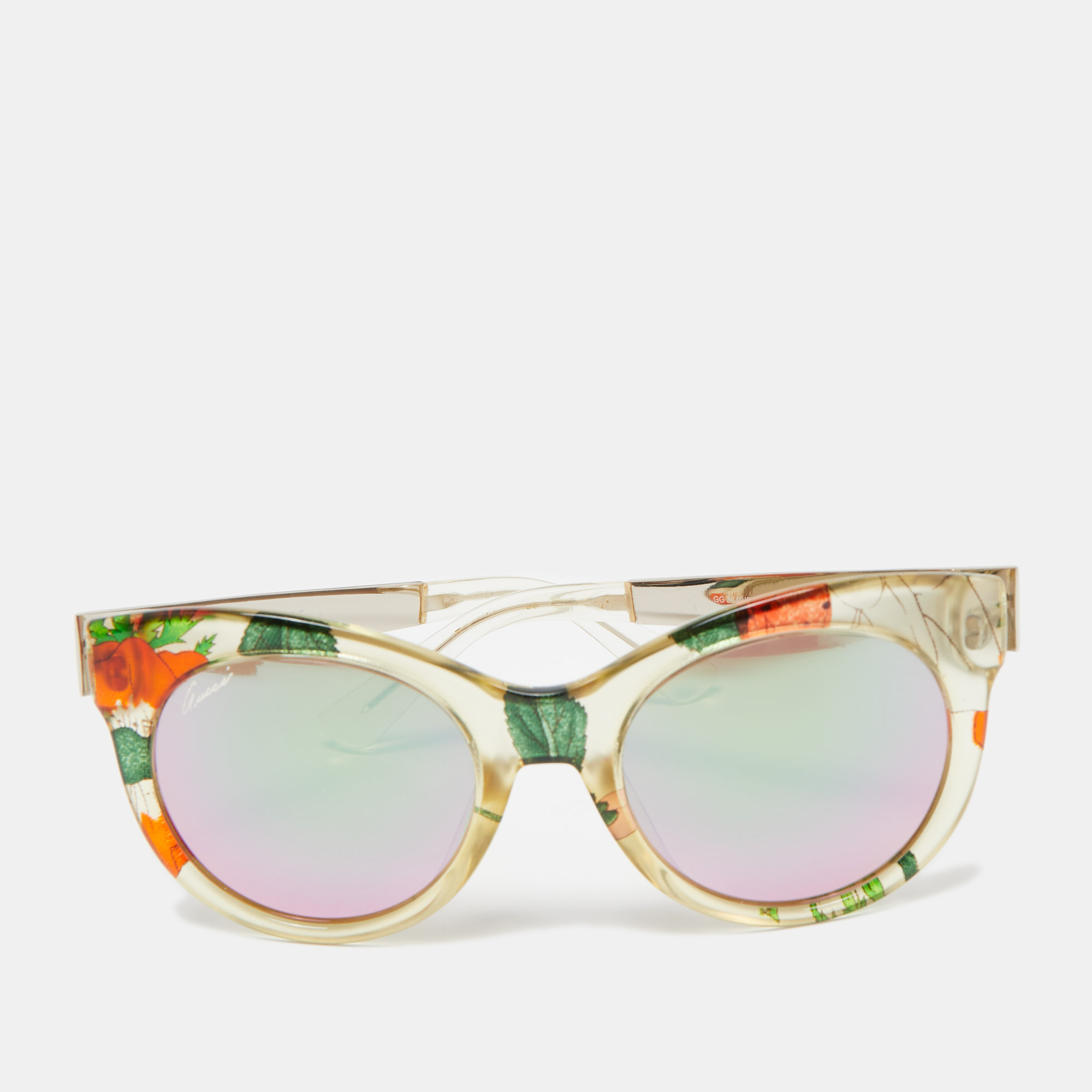 Pre-owned Gucci Multicolor Printed Gg 3740/s Cat Eye Sunglasses