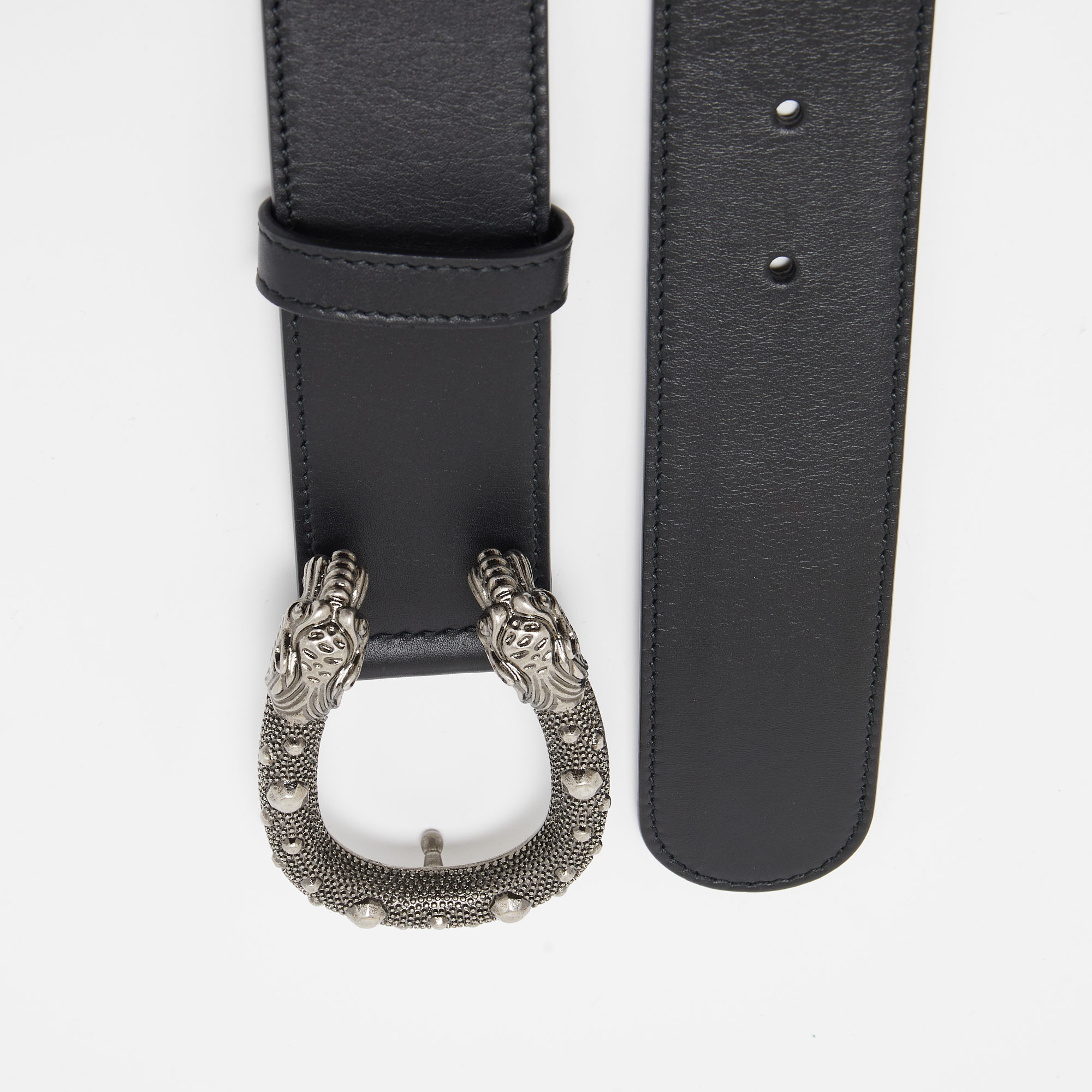 

Gucci Black Leather Dionysus Buckle Belt