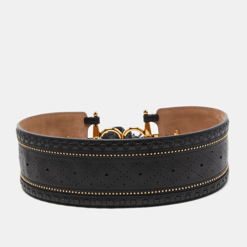 

Gucci Black Leather Embellished Waist Belt