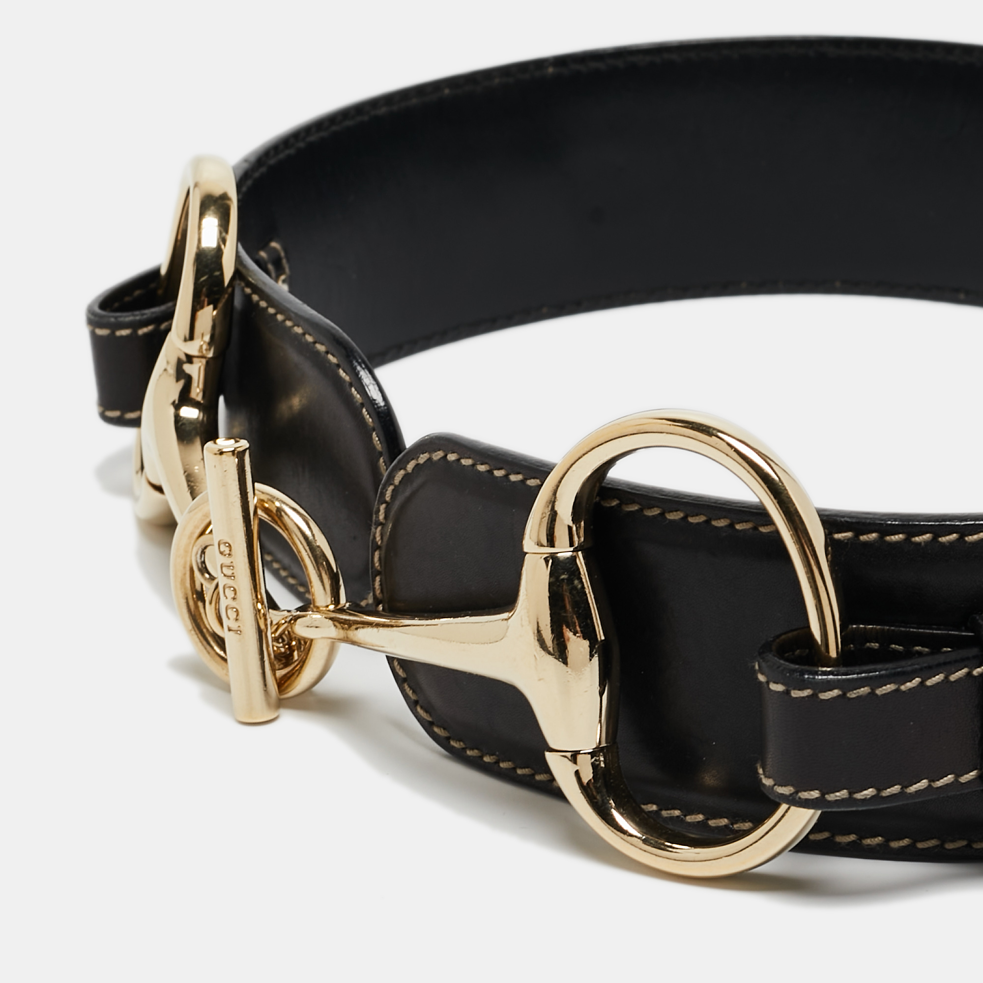 

Gucci Black Leather Horsebit Buckle Belt