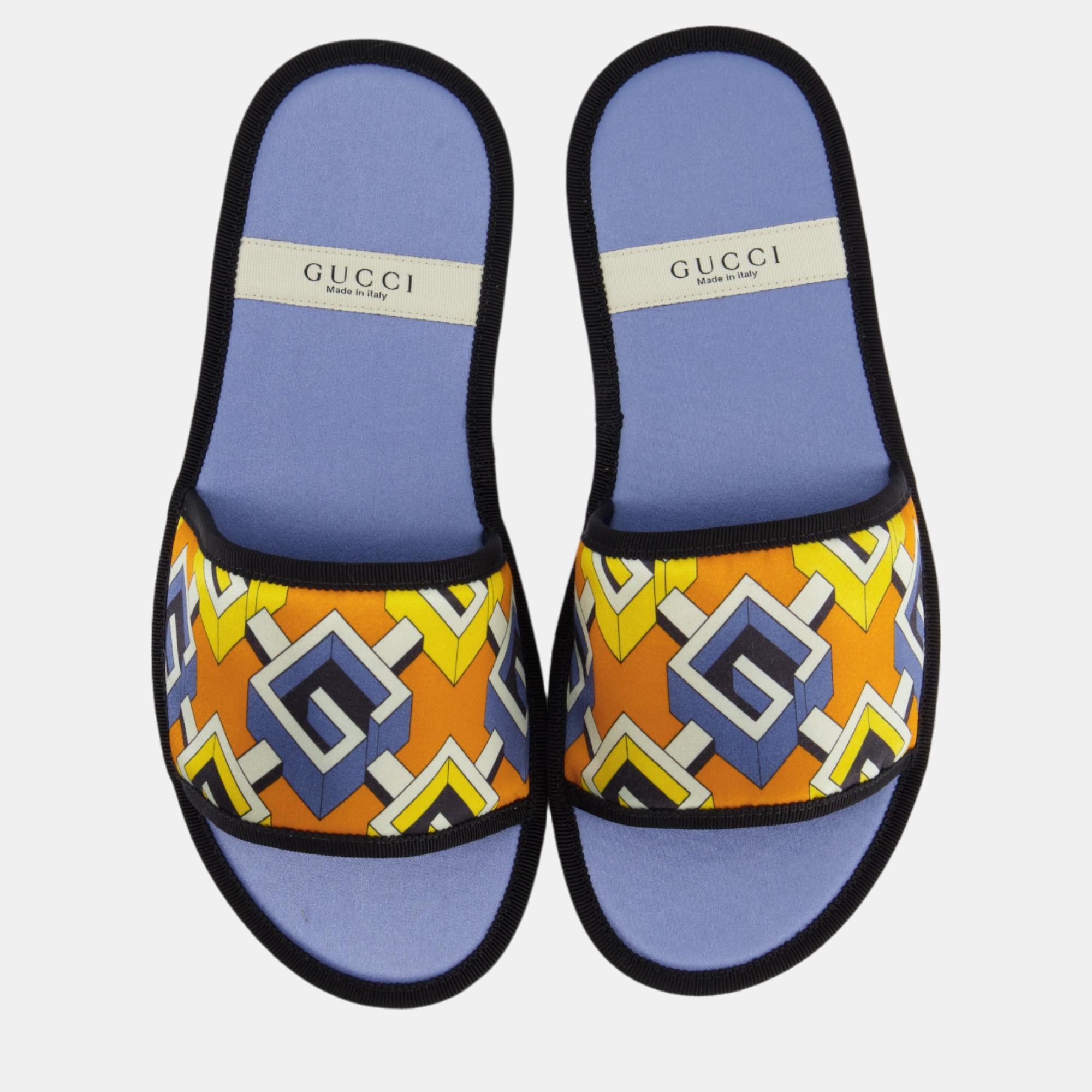 

Gucci Blue and Orange Travel Silk Set Neck Pillow and Slippers size