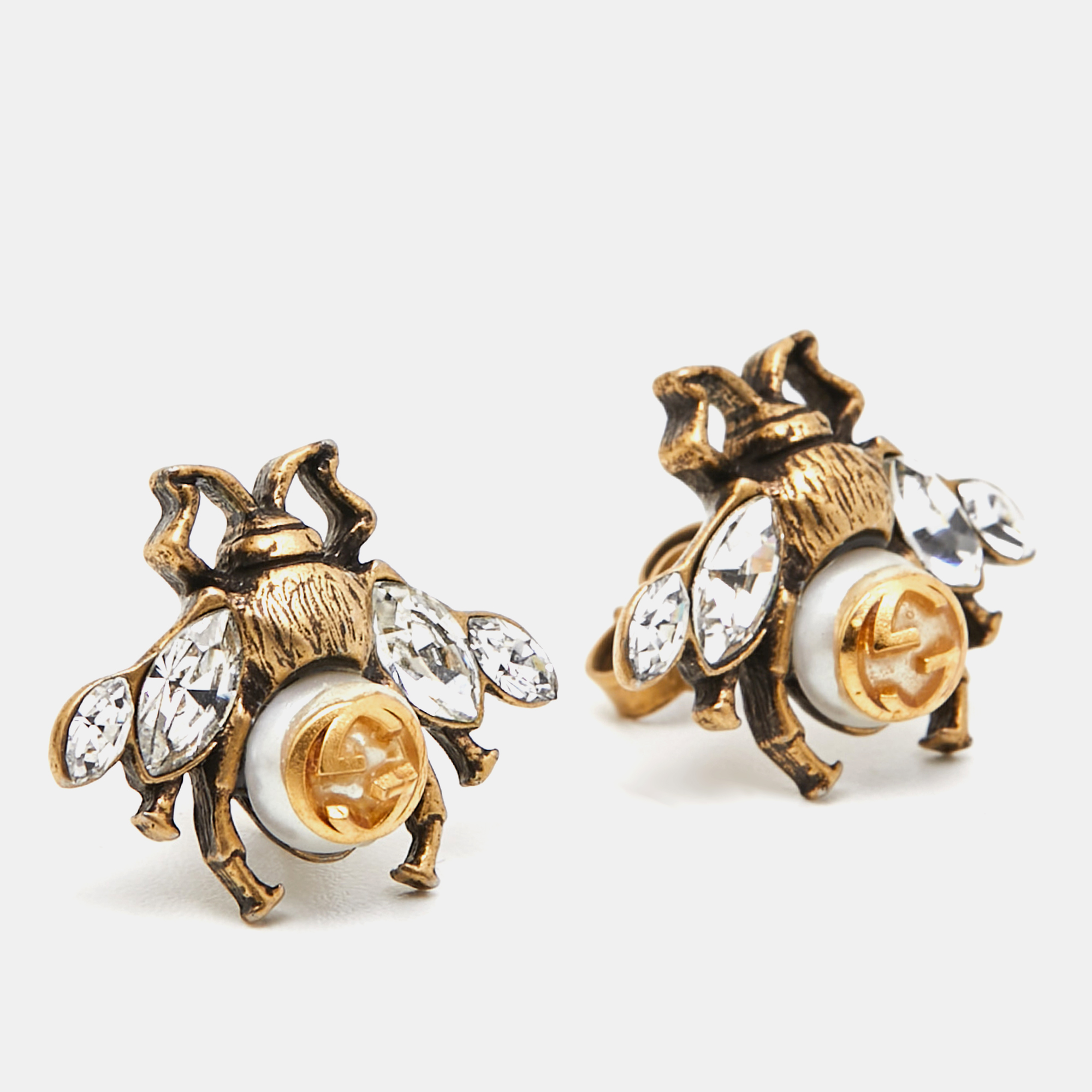 

Gucci GG Bee Faux Pearl Gold Tone Earrings