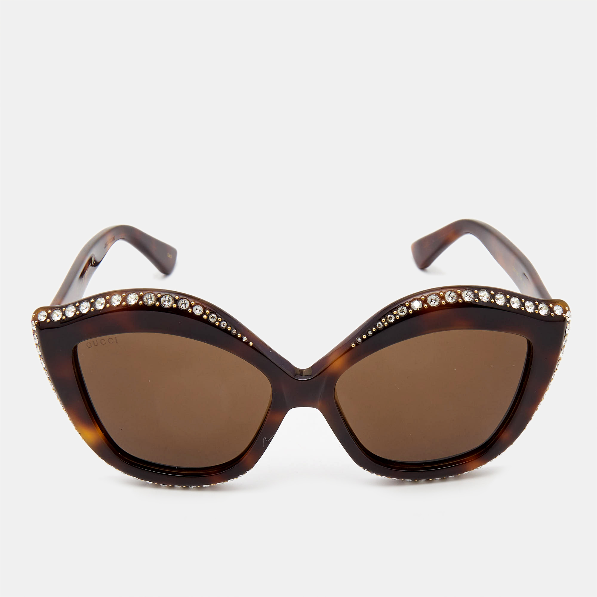 

Gucci Brown Gradient GG 0118S Crystals Embellished Cat Eye Sunglasses