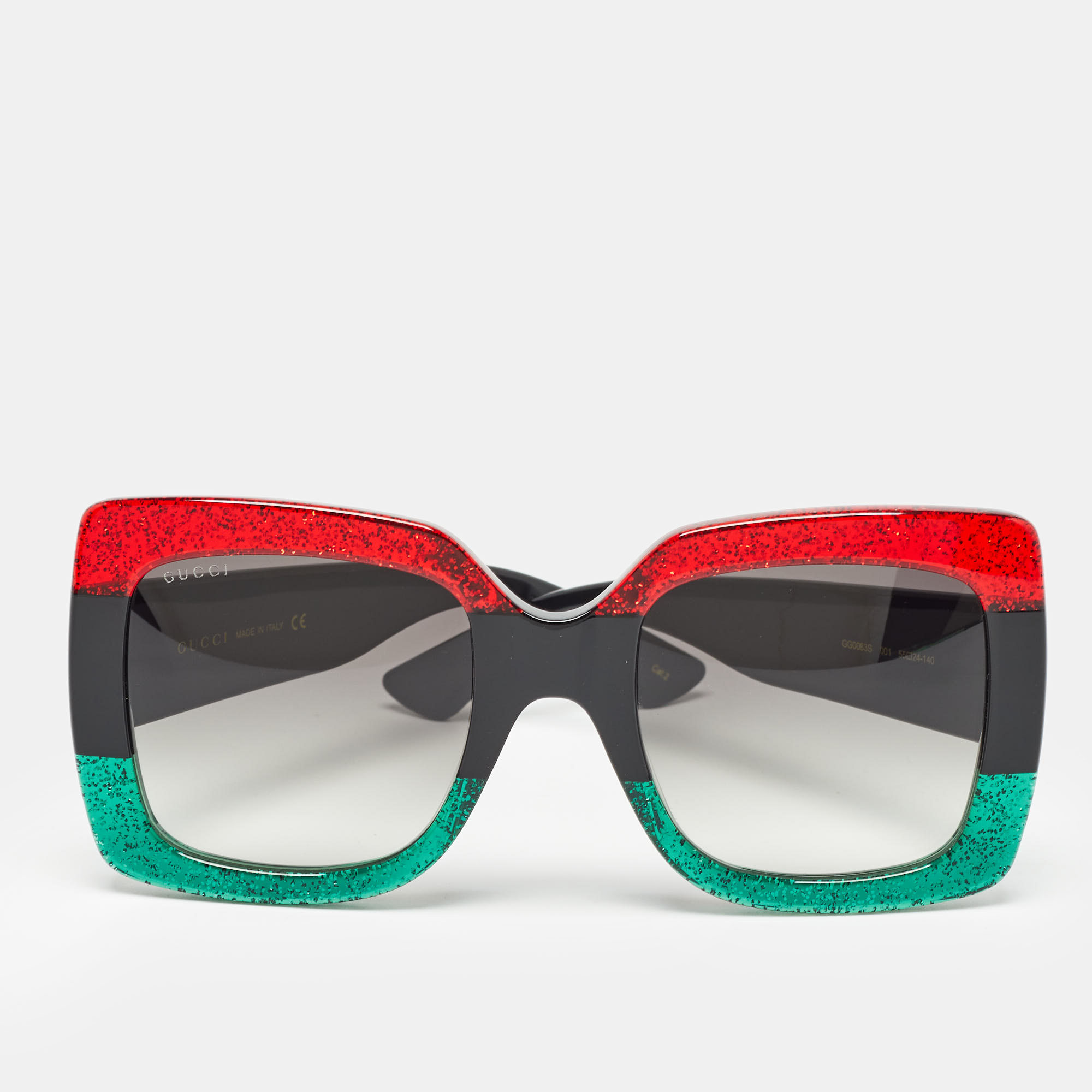 Gucci Tricolor Gradient GG0083S Oversized Sunglasses
