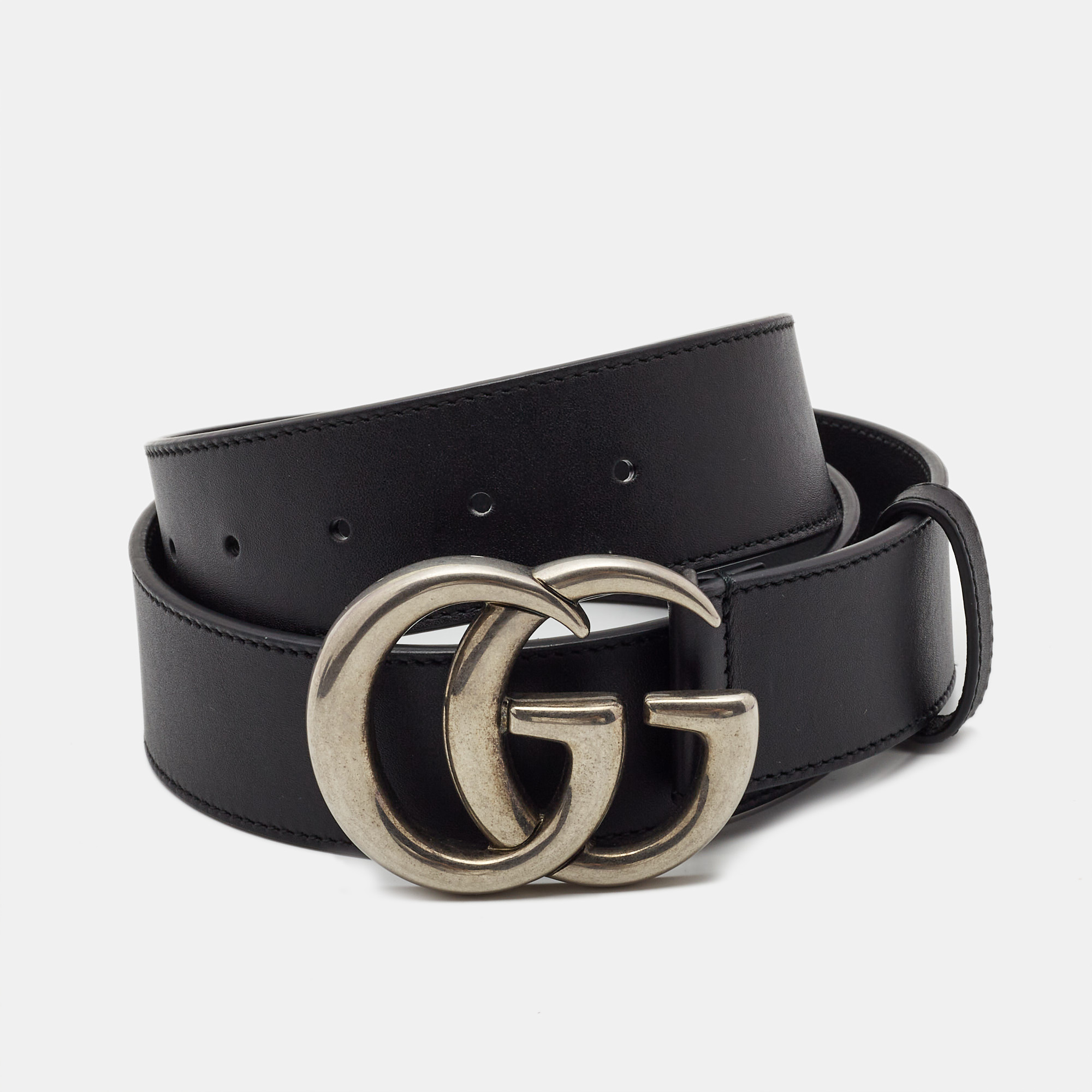 

Gucci Black Leather GG Marmont Buckle Belt 85CM