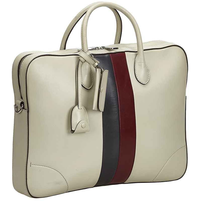

Gucci White Web Leather Travel Bag