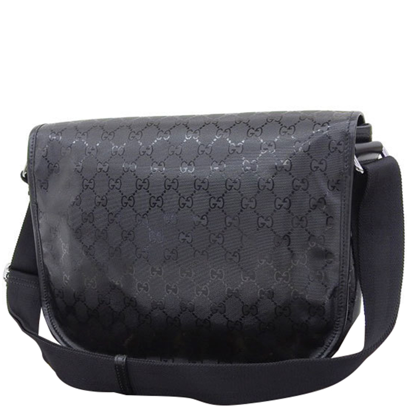 Gucci Black Pvc And Leather Messenger Bag