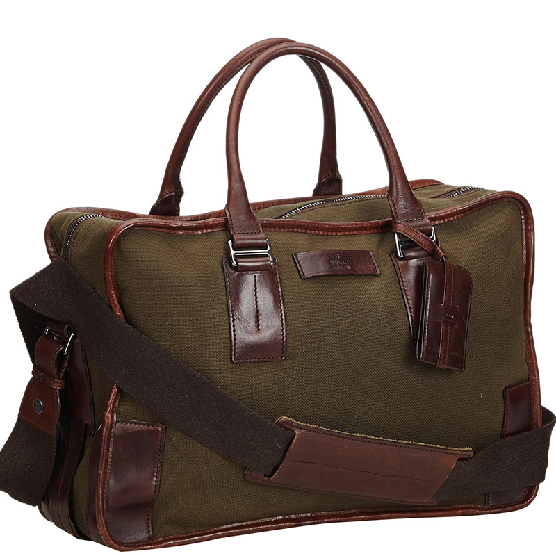 

Gucci Khaki/Brown Canvas Business Bag