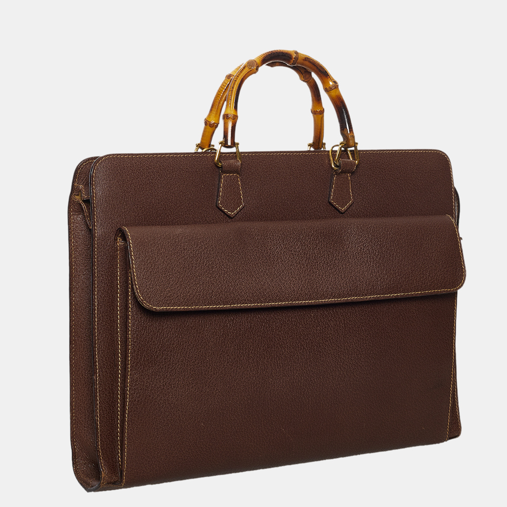 

Gucci Brown Bamboo Leather Briefcase