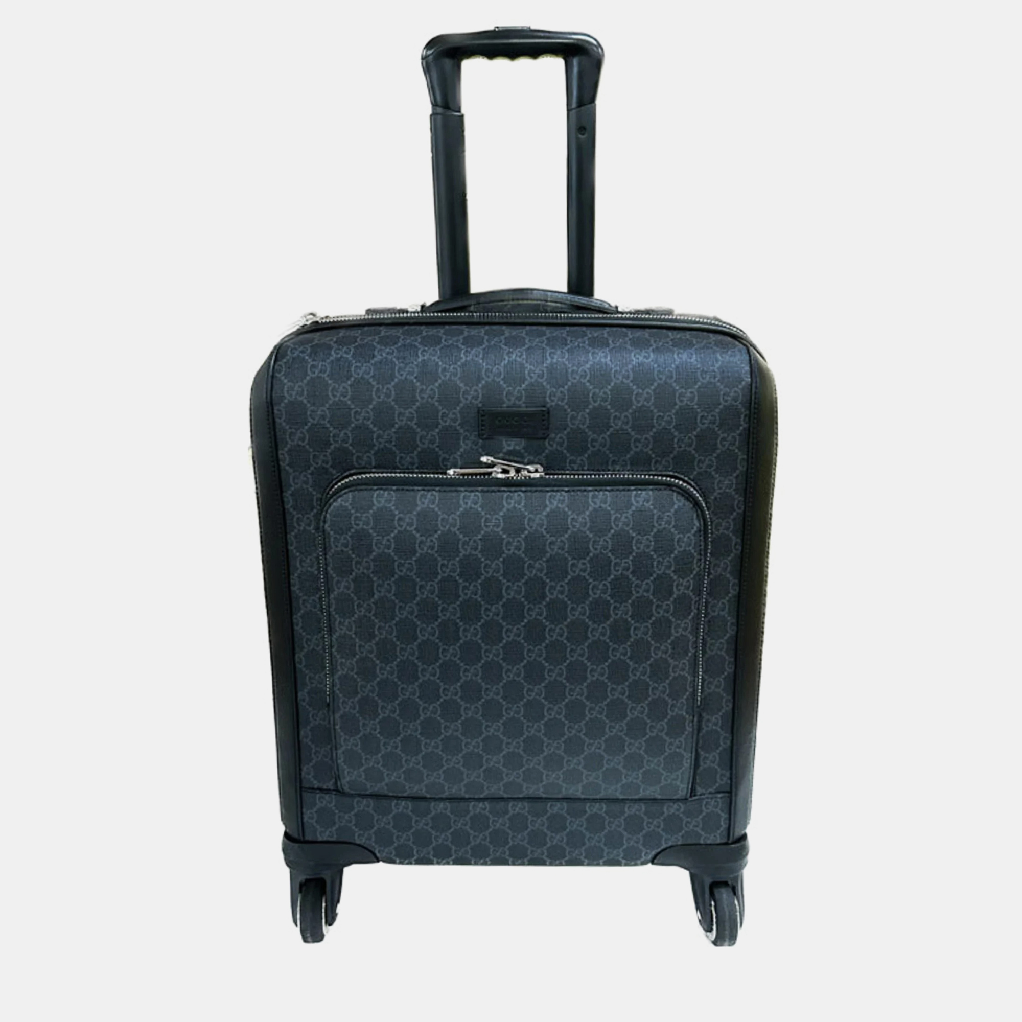 

Gucci Black Turismo Carry On GG Supreme Canvas Rolling Luggage