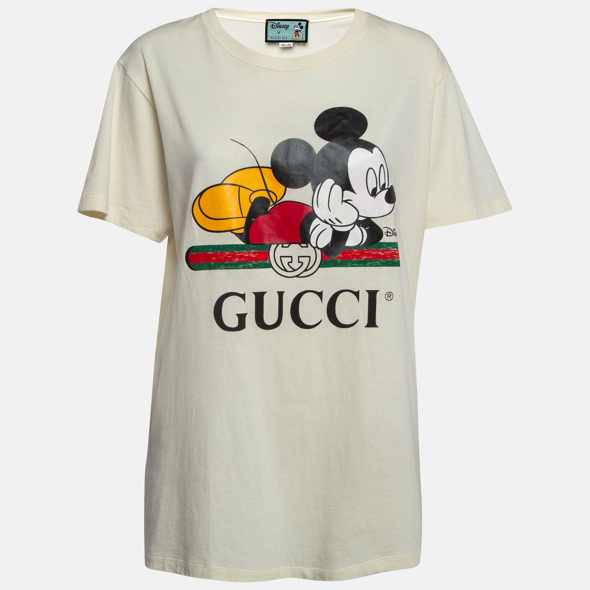 

Gucci X Disney Cream Mickey Mouse Print Cotton T-Shirt M