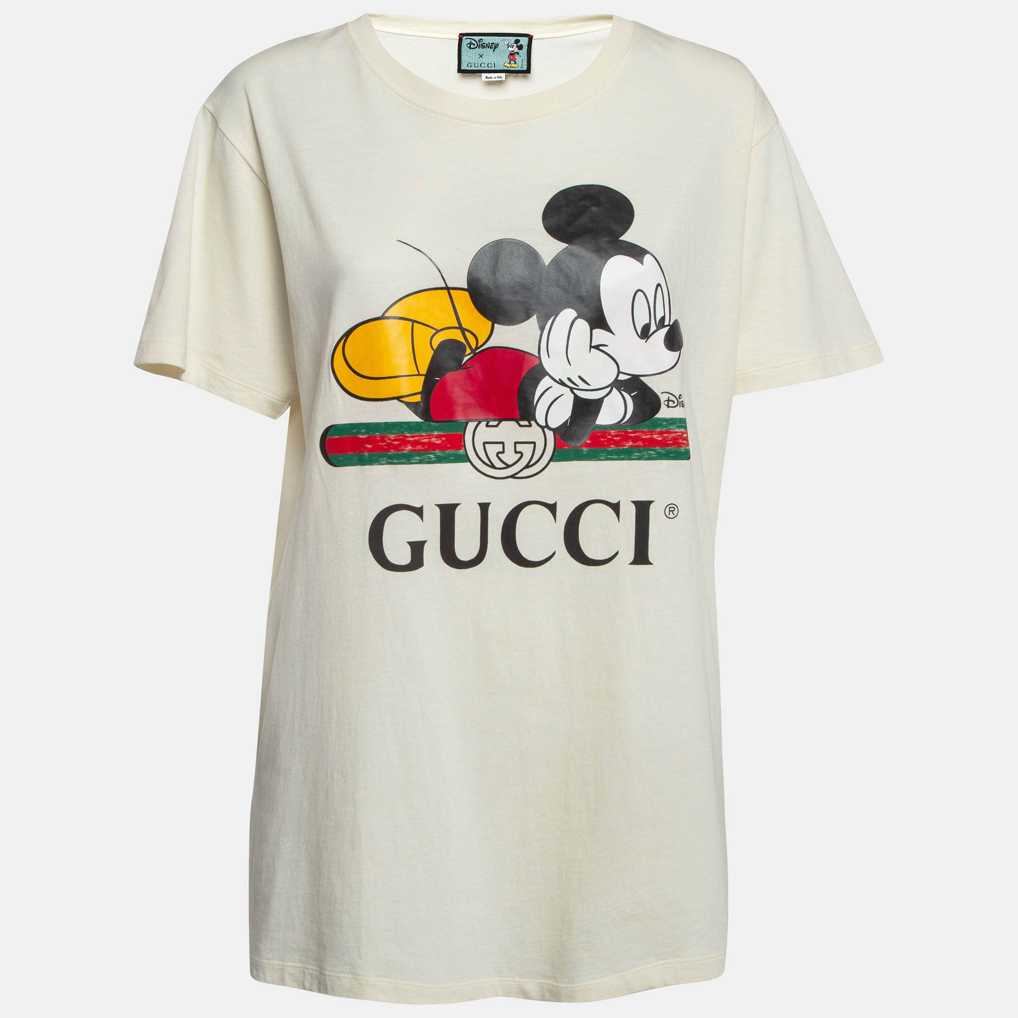 

Gucci X Disney Cream Mickey Mouse Print Cotton T-Shirt M