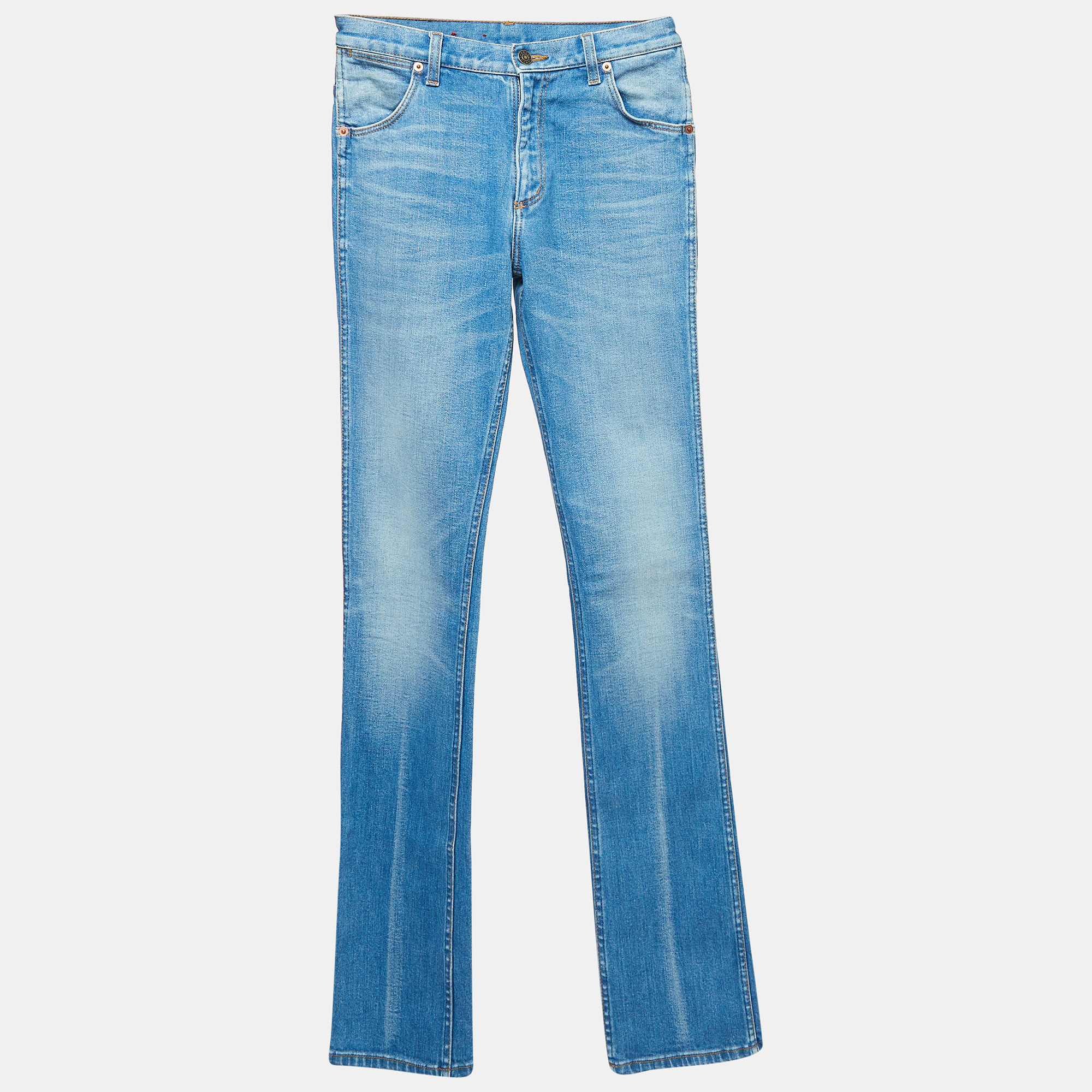 

Gucci Blue Washed Denim High-Rise Jeans S Waist 26"