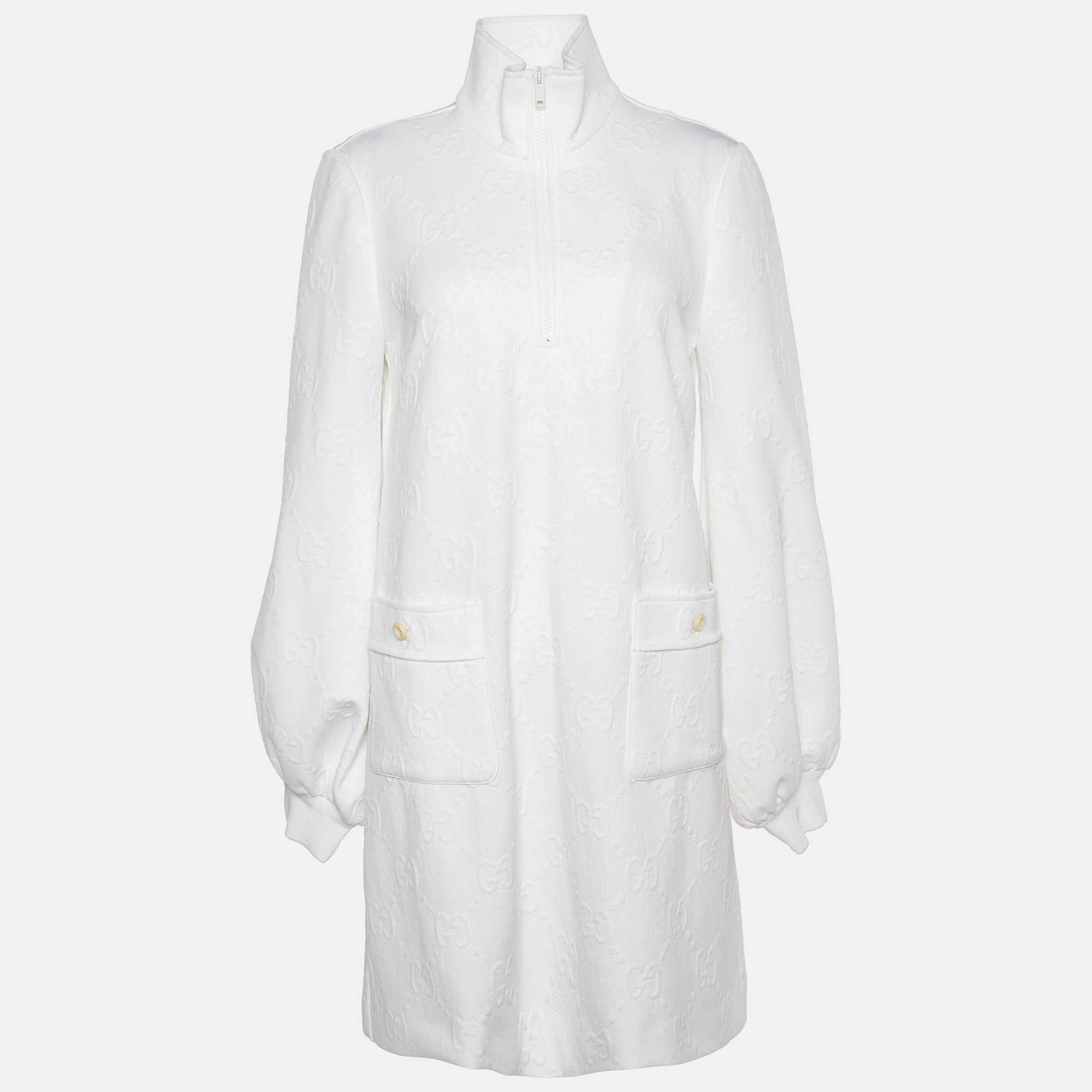 

Gucci White GG Embossed Jersey Mini Dress S