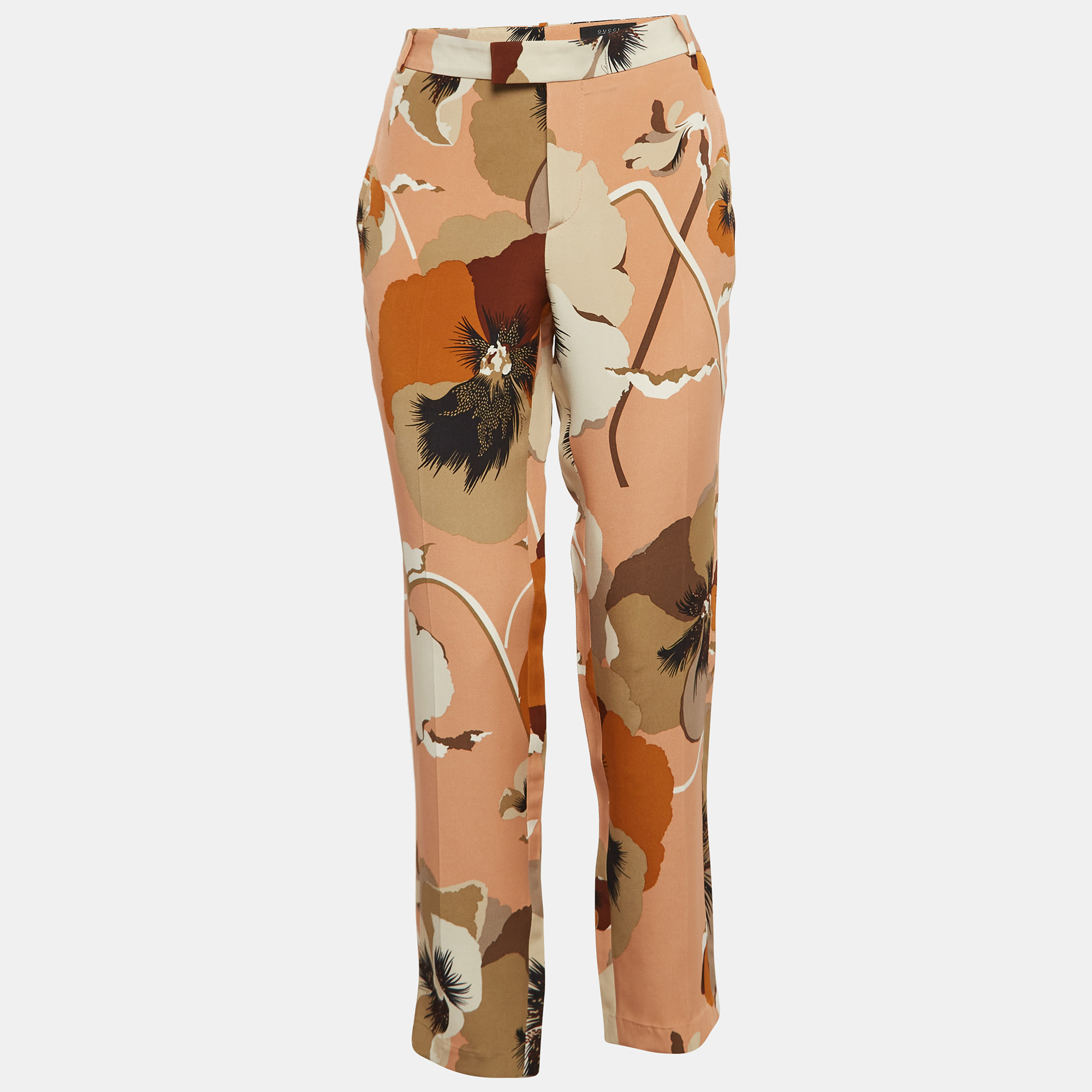 

Gucci Pink Silk Printed Trousers M