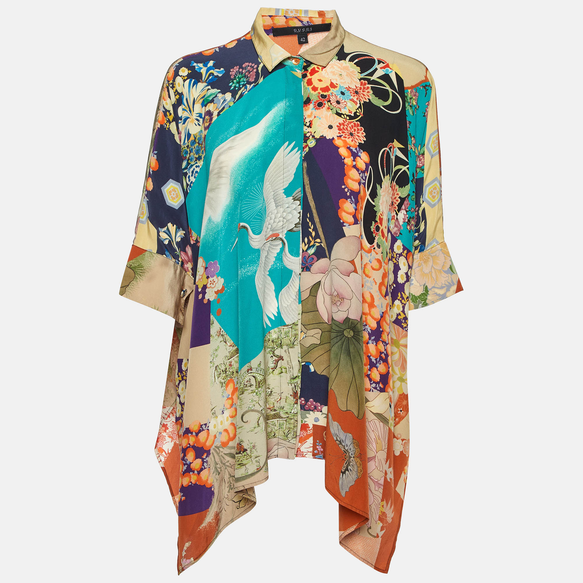 

Gucci Multicolor Floral Print Crepe Kimono Shirt M