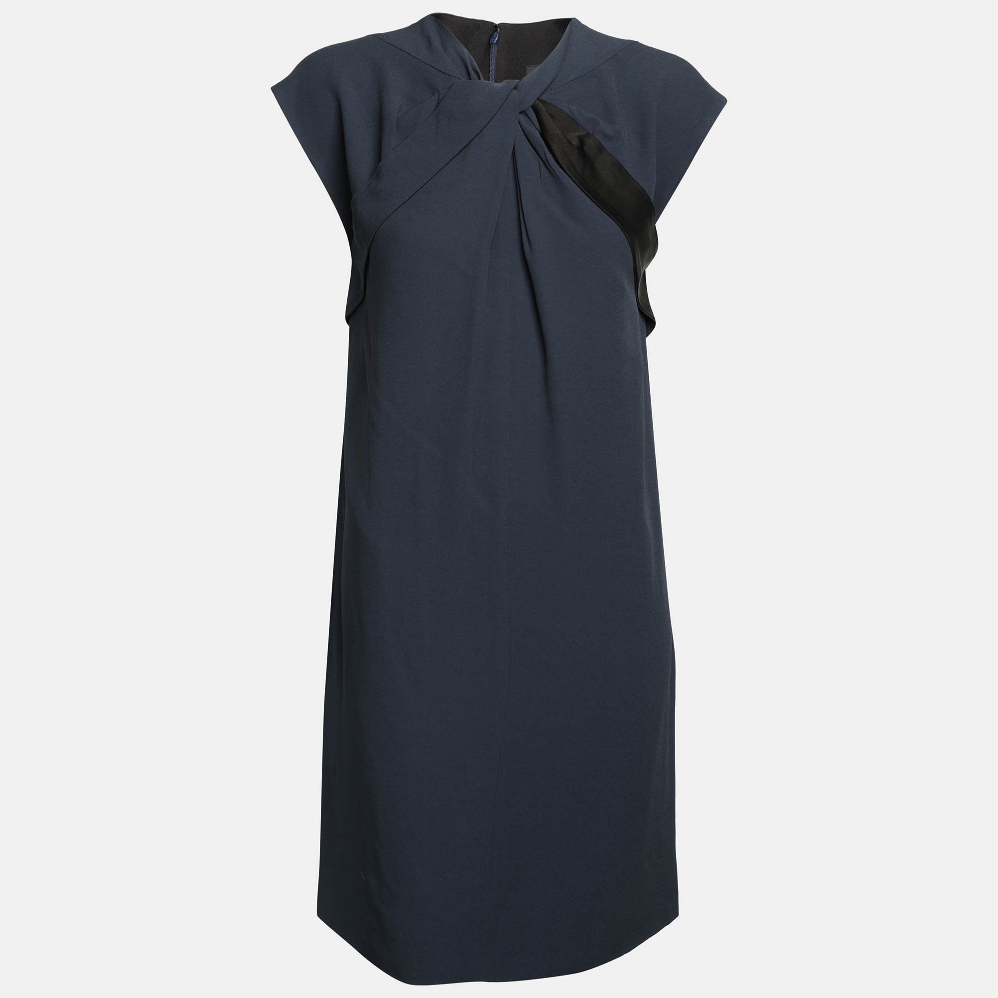 

Gucci Navy Blue Crepe Twist Detail Sleeveless Mini Dress S