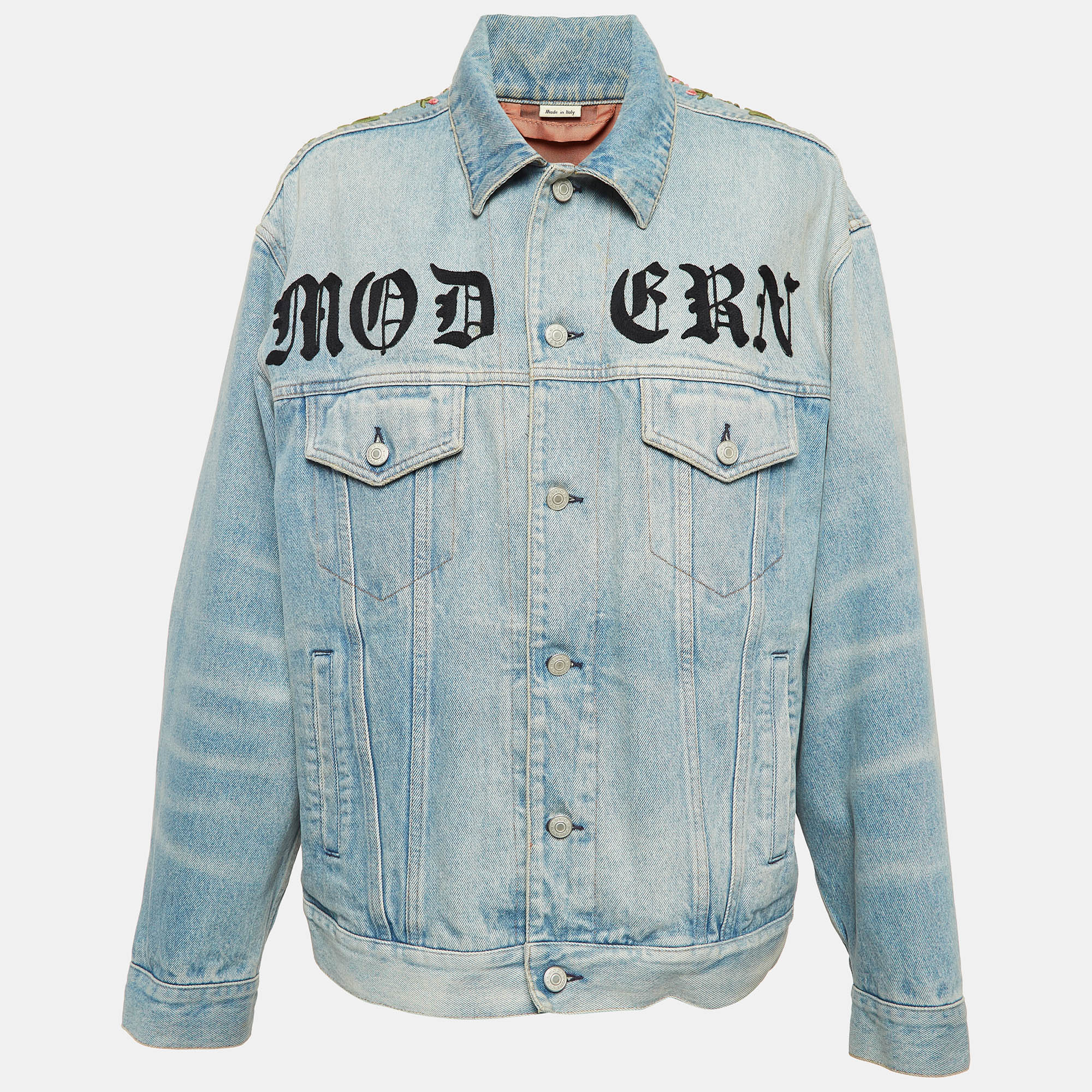 

Gucci Blue Denim Embroidered Denim Jacket M