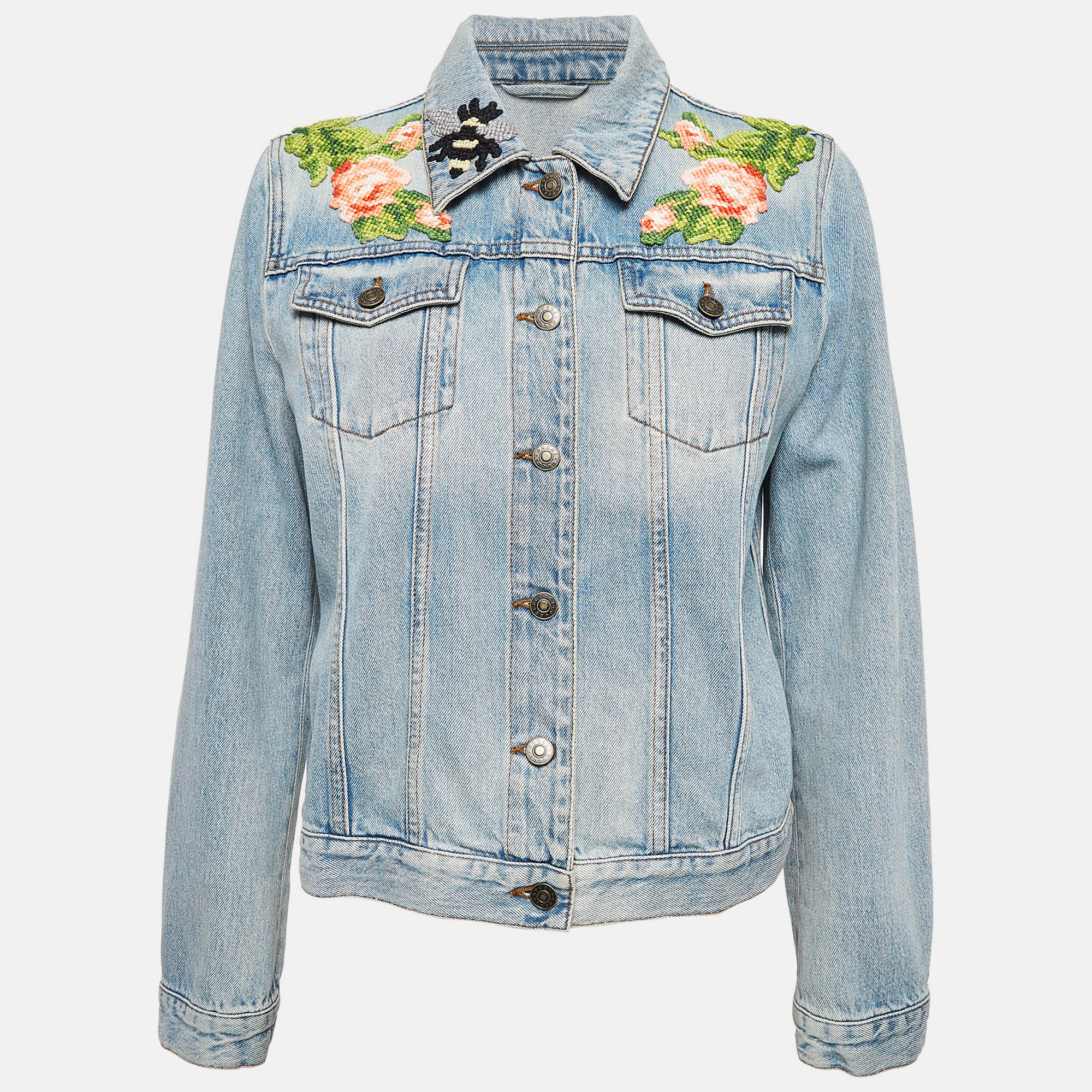 

Gucci Blue Embroidered Denim Jacket M