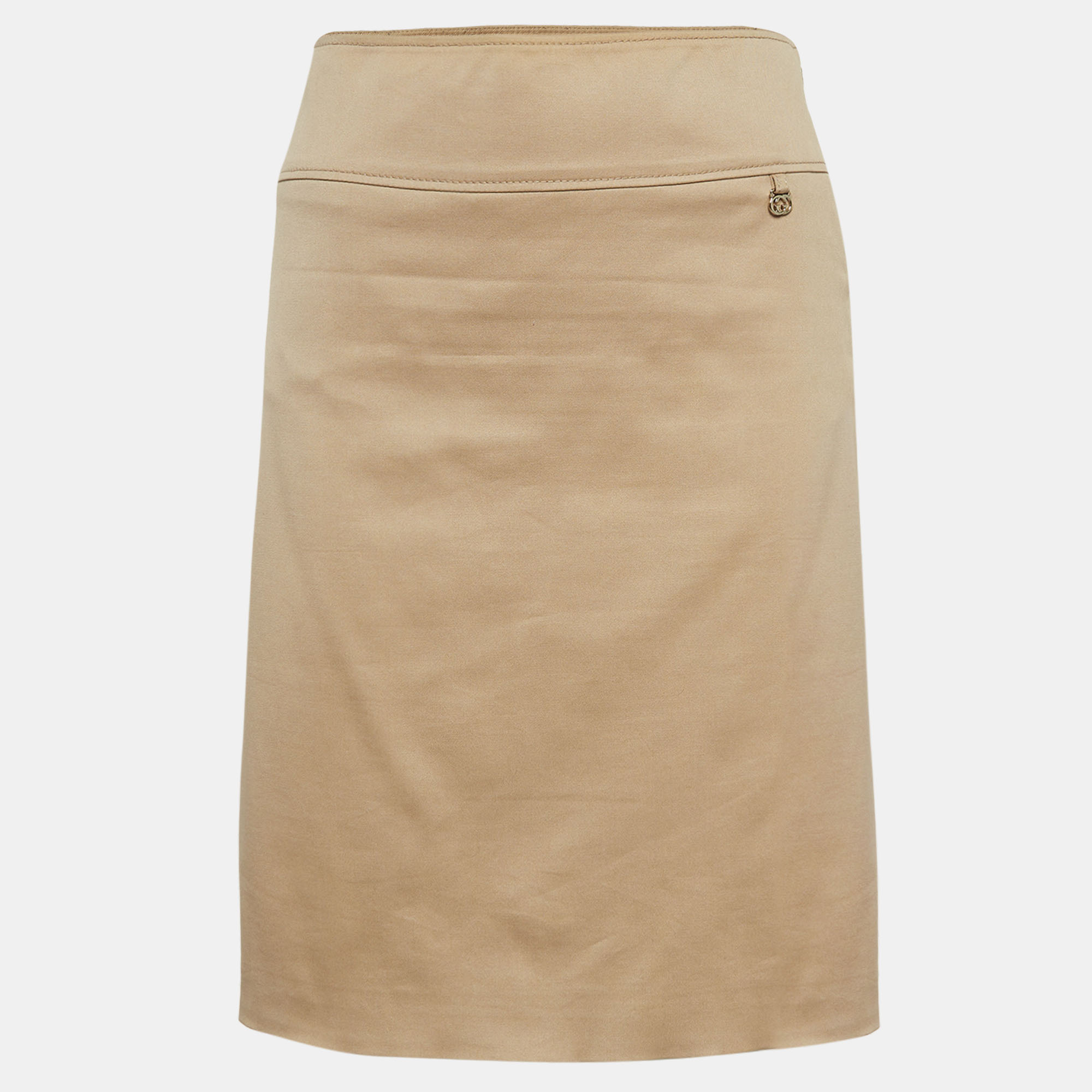 

Gucci Brown Cotton GG Badge Detail Knee-Length Skirt M