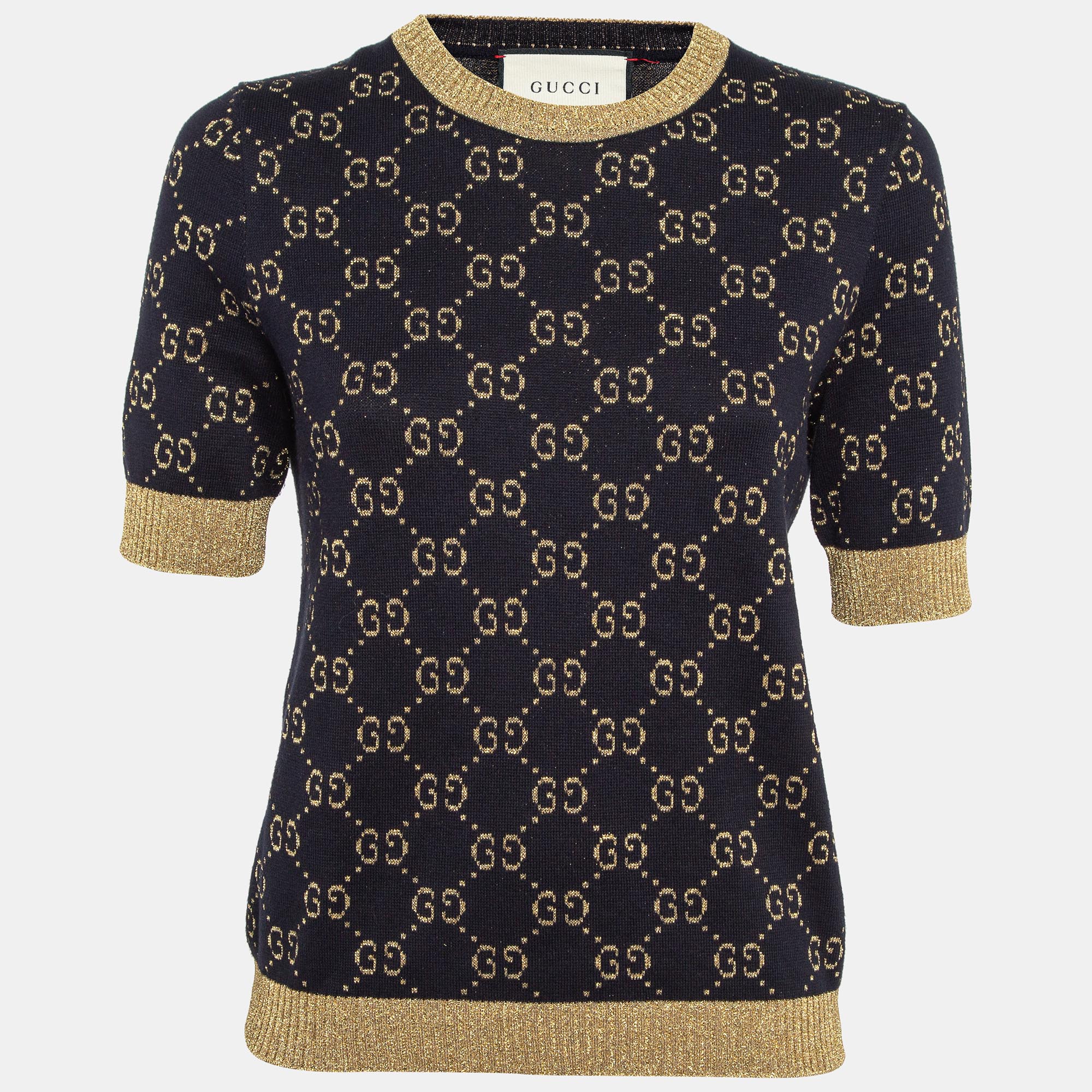 

Gucci Navy Blue Zima Lurex Knit Top M