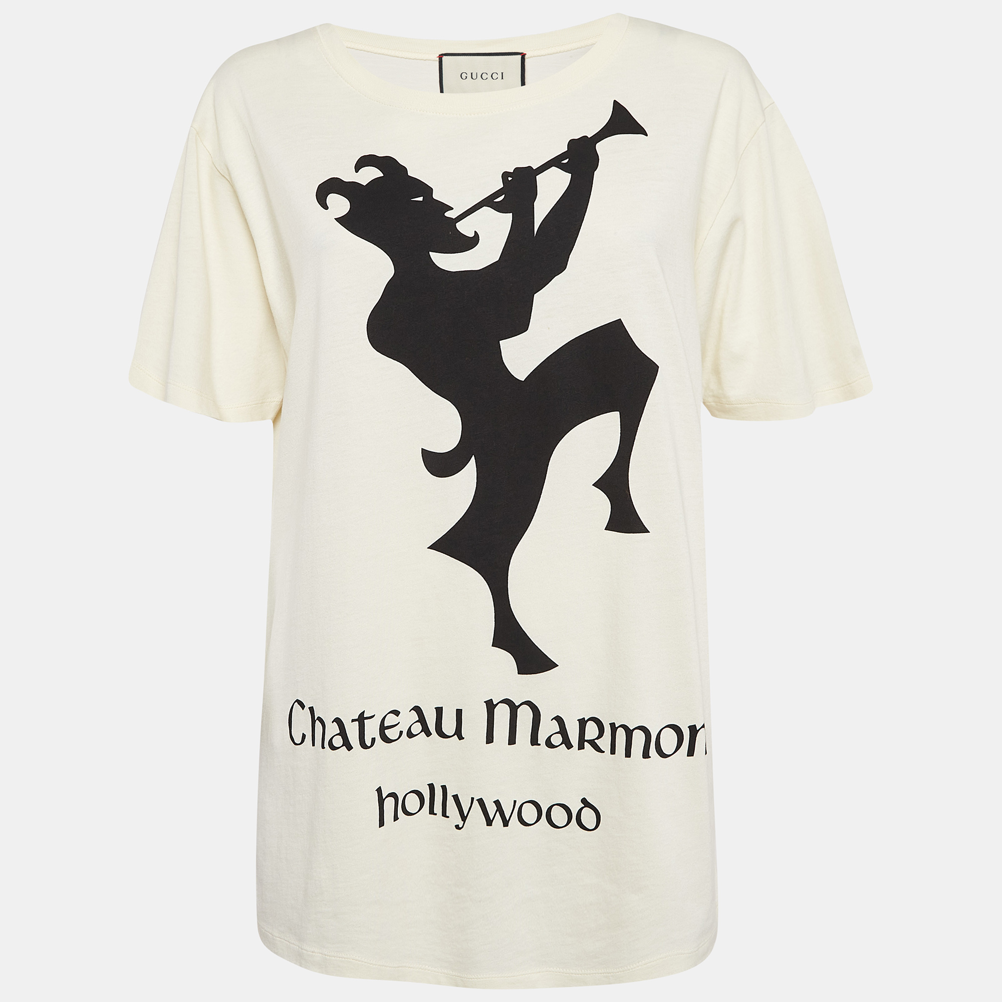 

Gucci Cream Chateau Marmont Print Jersey T-Shirt S