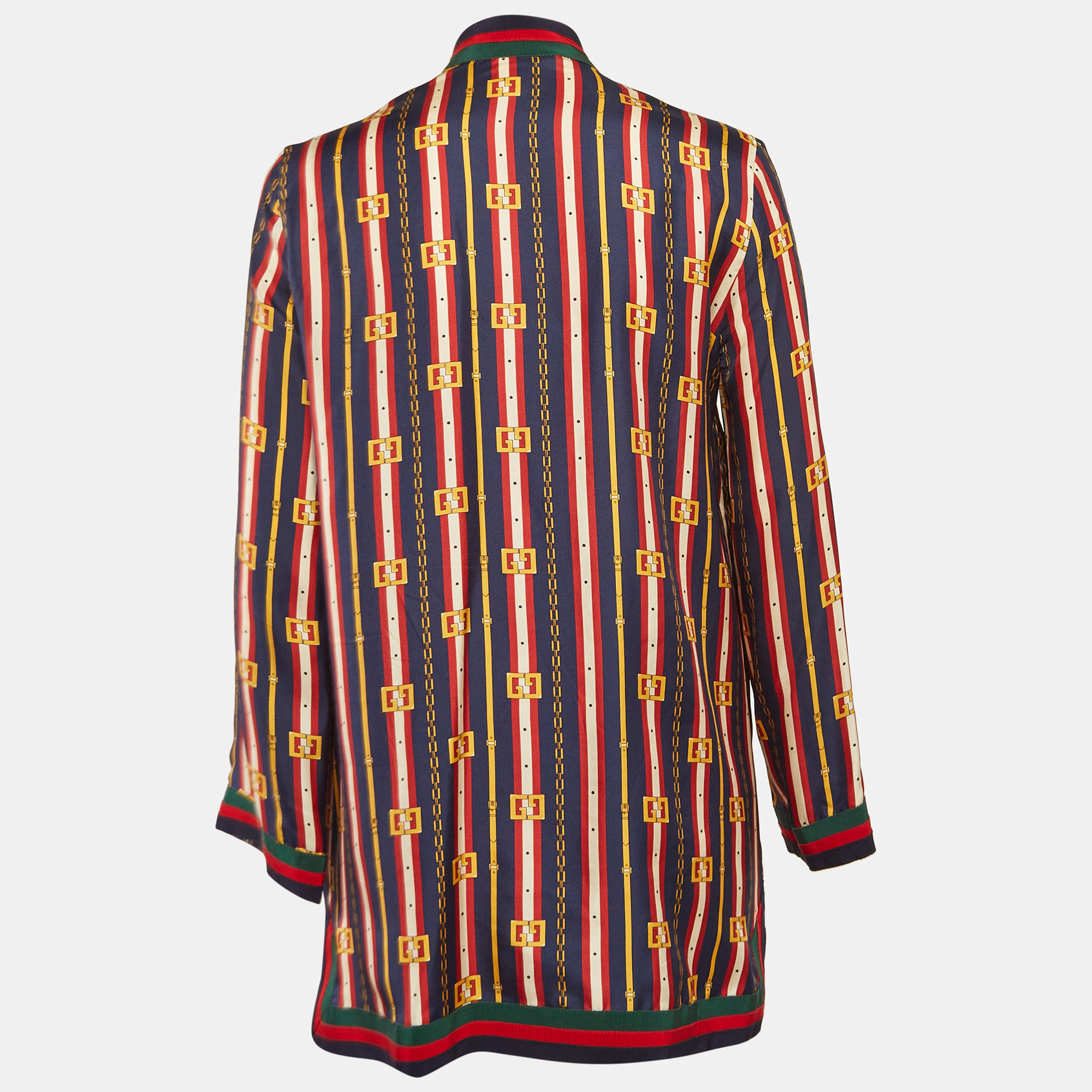 Gucci Multicolor Printed Silk Button Front Tunic S 