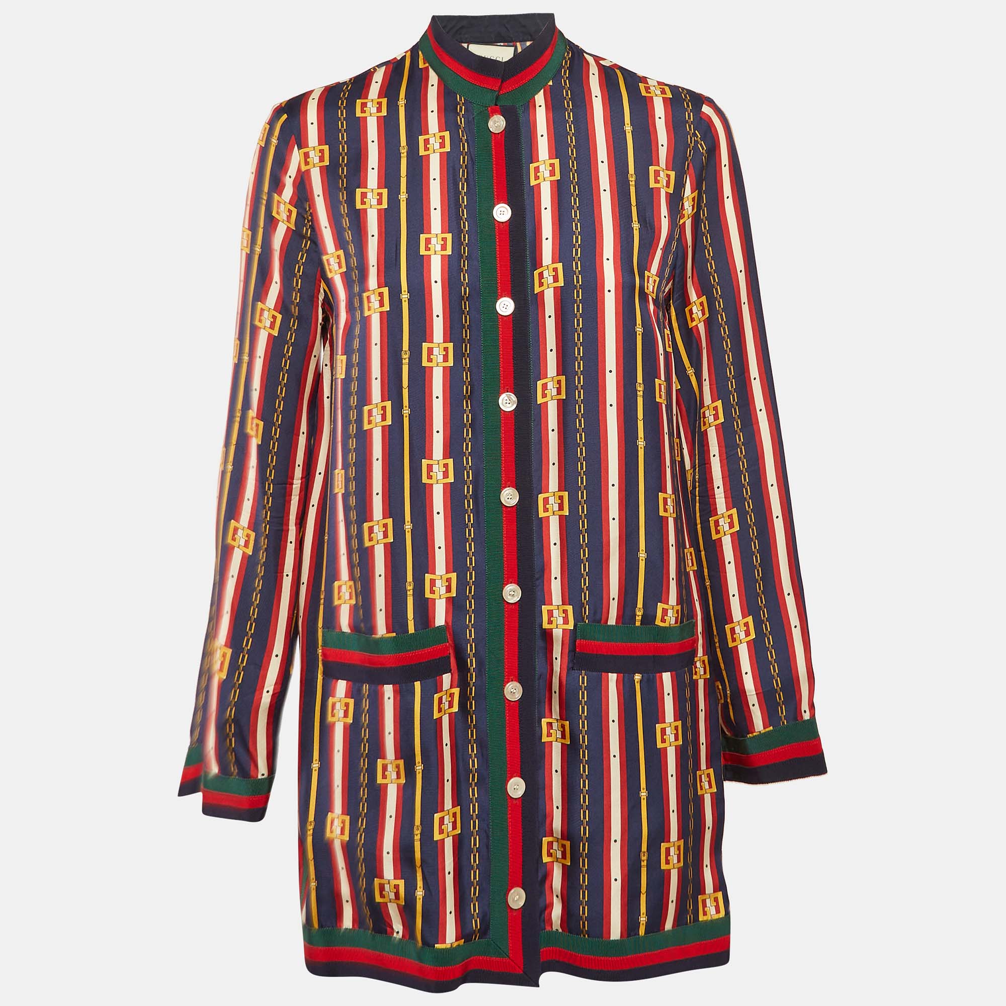 

Gucci Multicolor Printed Silk Button Front Tunic S