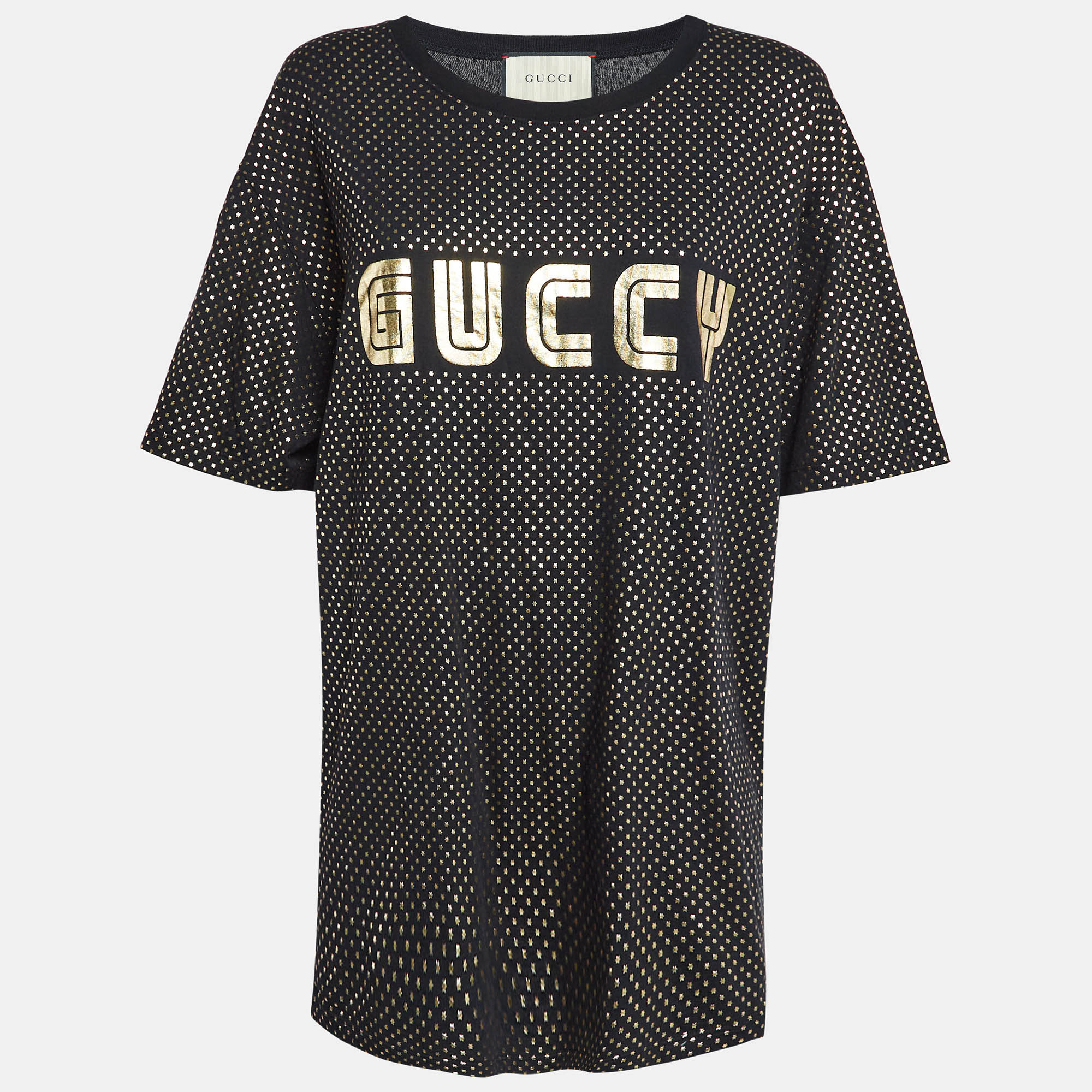 Pre-owned Gucci Black Star Print 'guccy' Crew Neck T Shirt Xxl