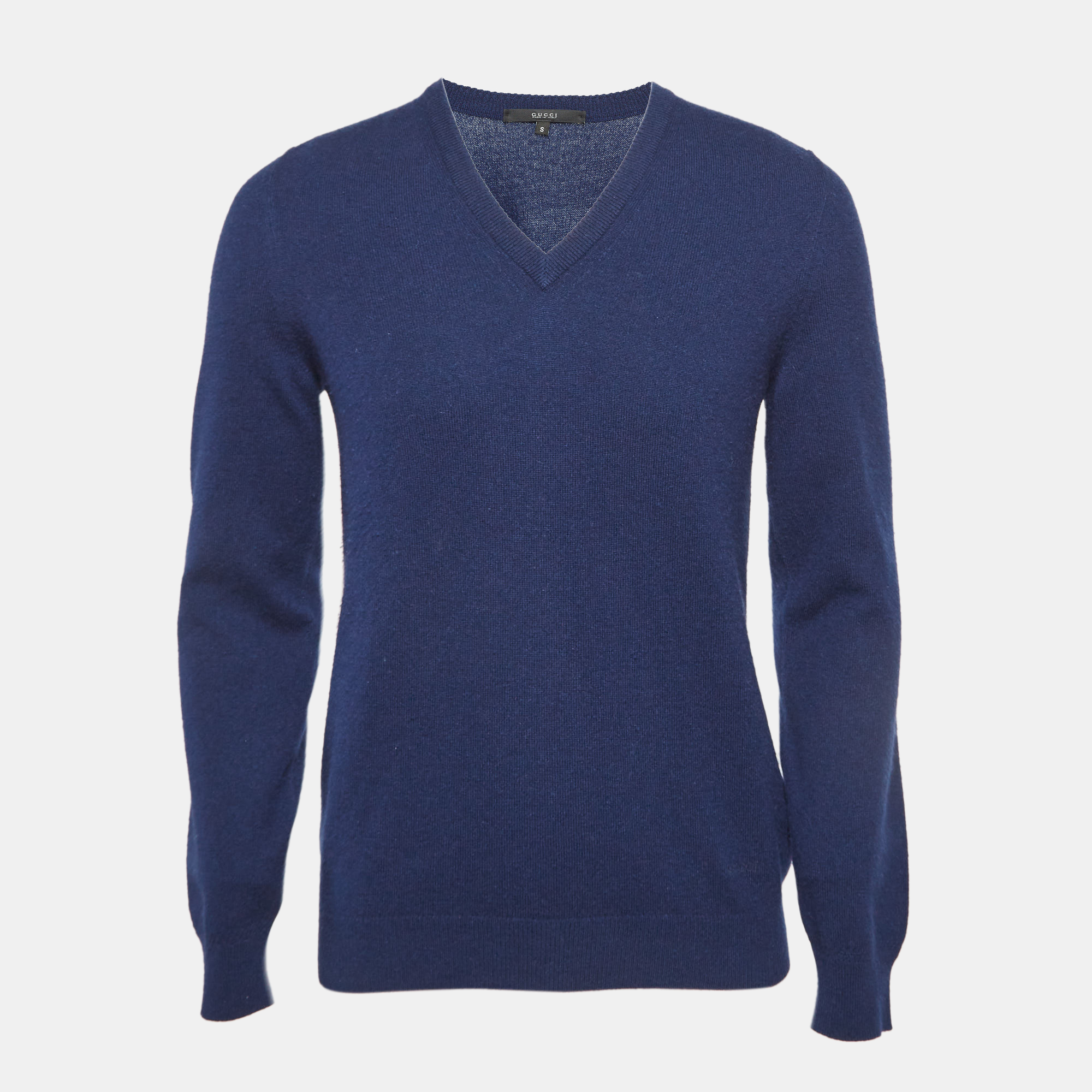 

Gucci Navy Blue Cashmere Knit V-Neck Sweater S