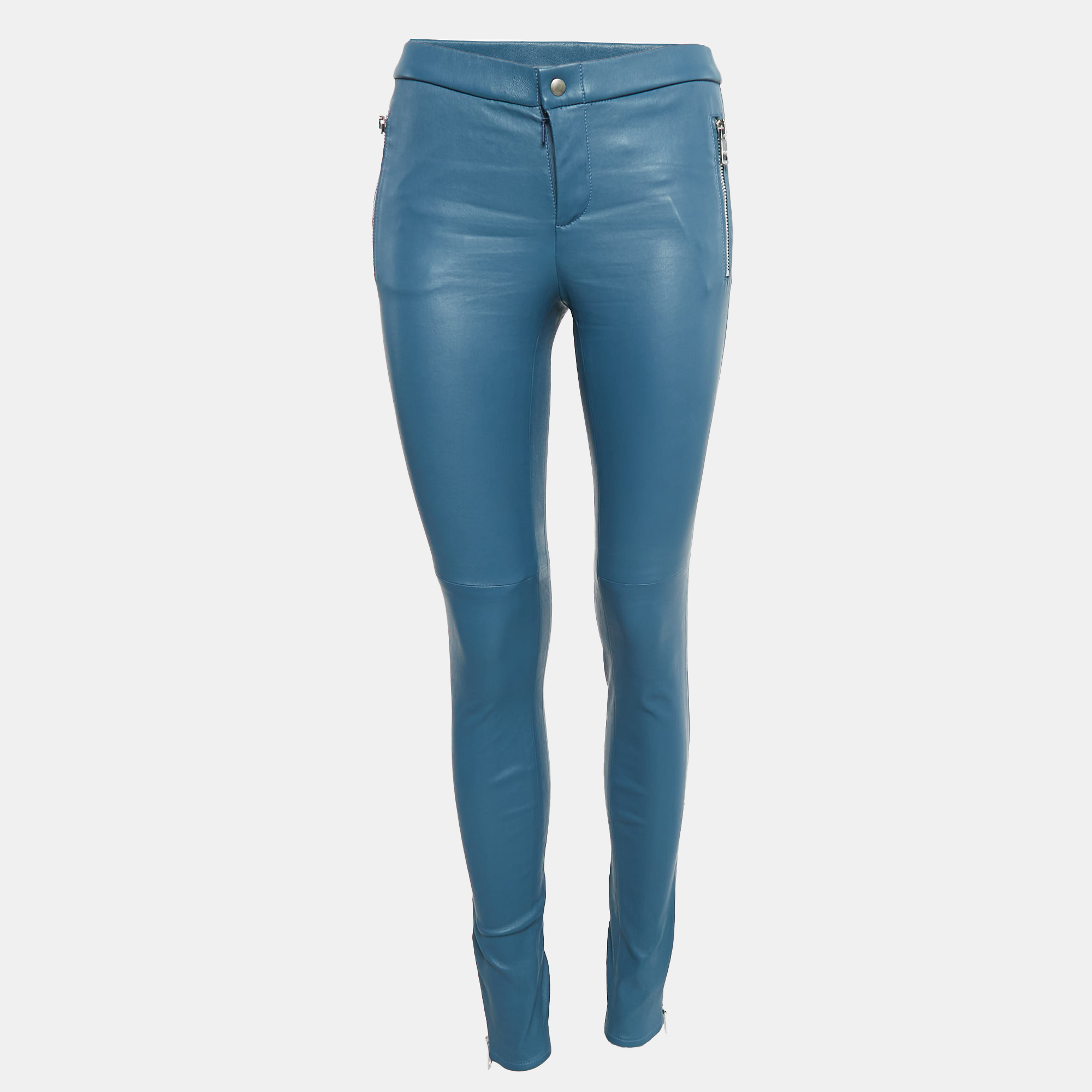 

Gucci Blue Leather Skinny Pants S