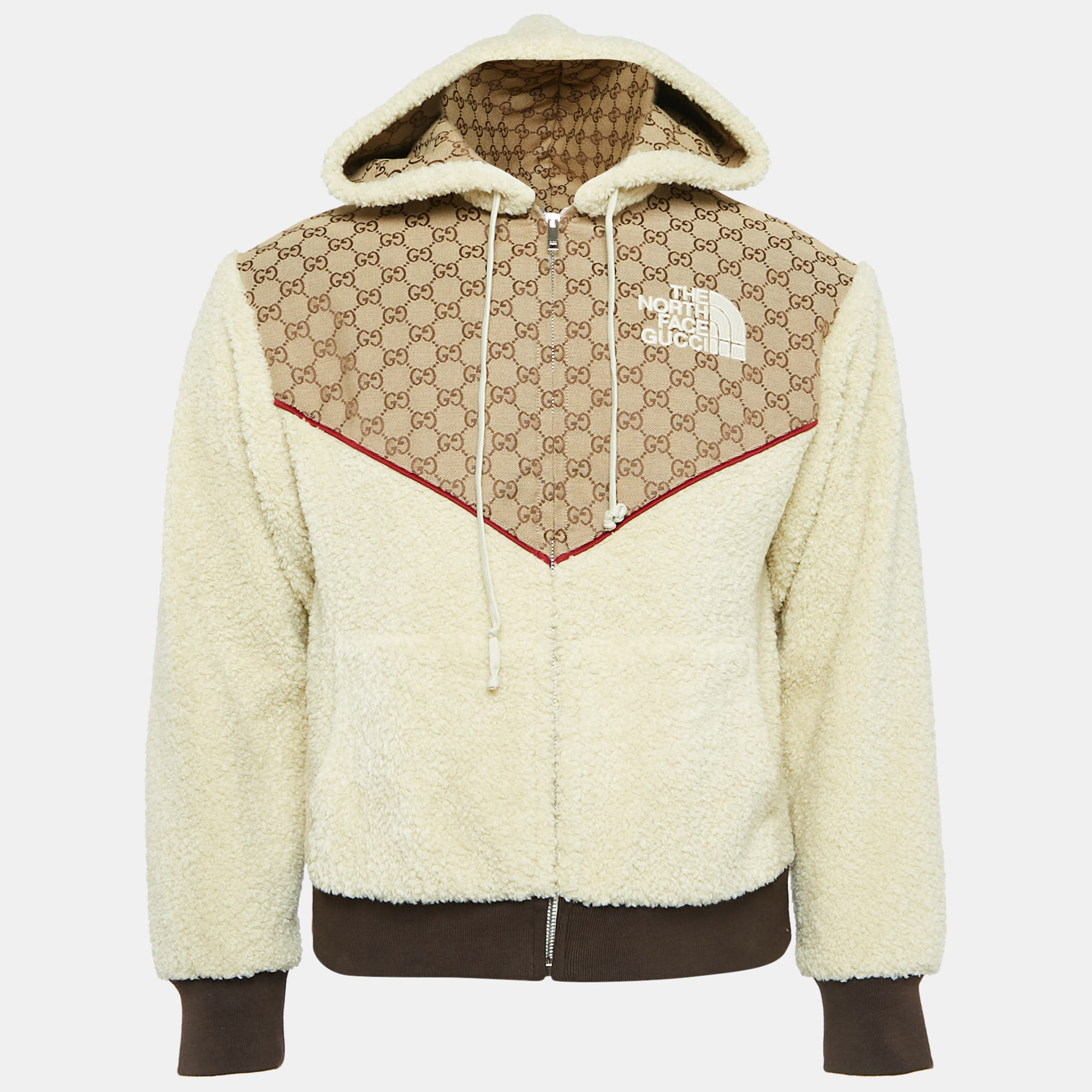 

Gucci X The North Face GG Canvas and Faux Shearling Jacket XS, Brown