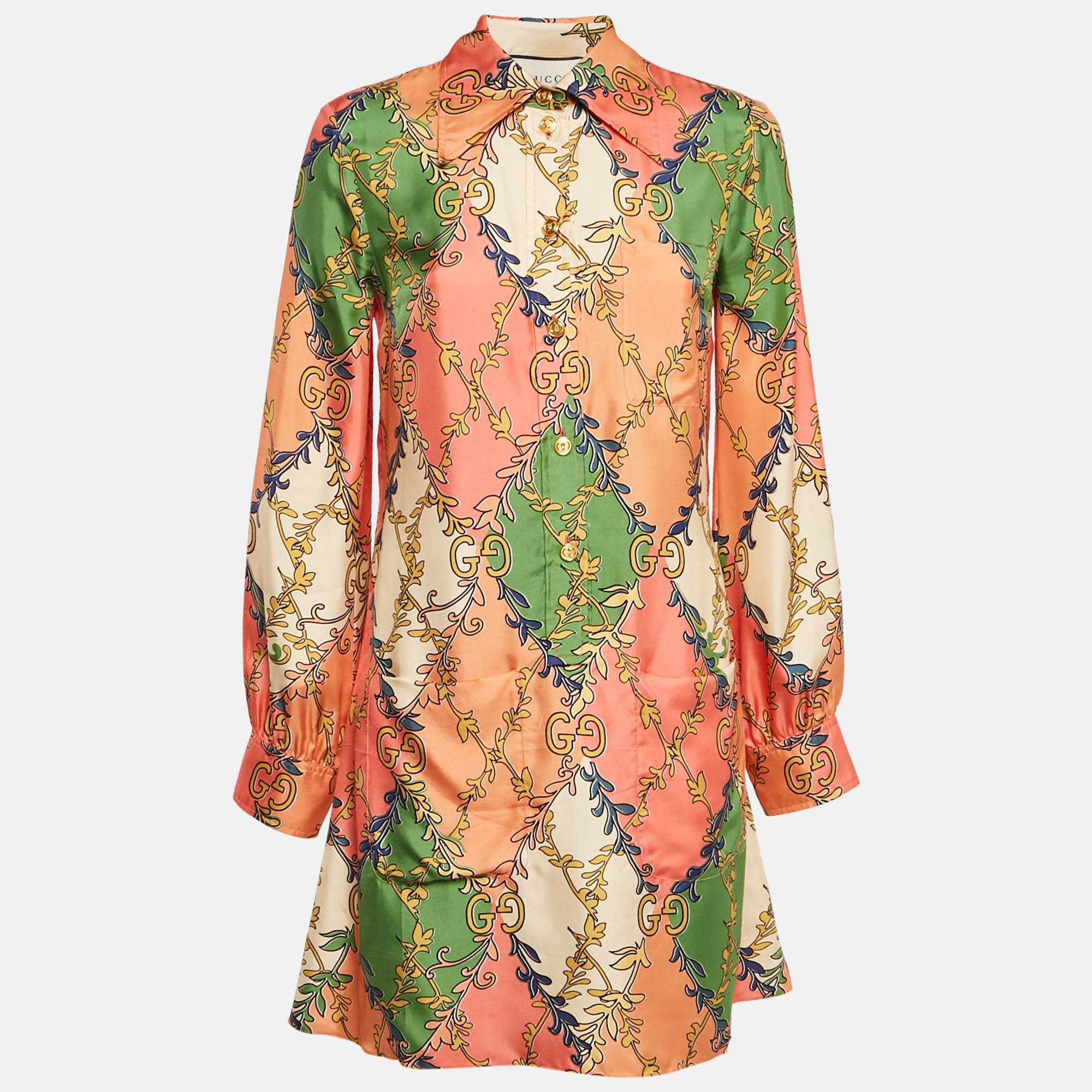 

Gucci Multicolor GG Rhombus Print Shirt Dress S