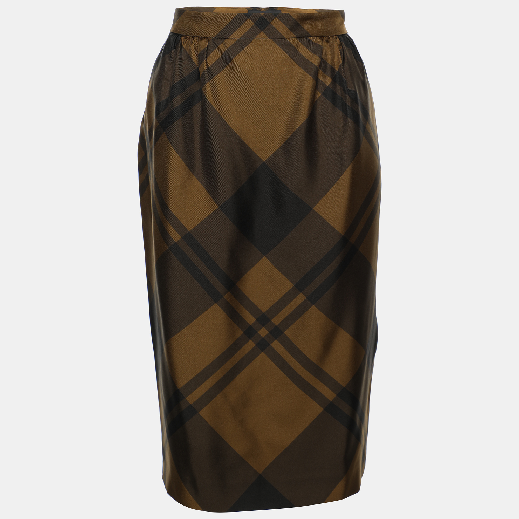 

Gucci Brown Checkered Silk Midi Skirts M