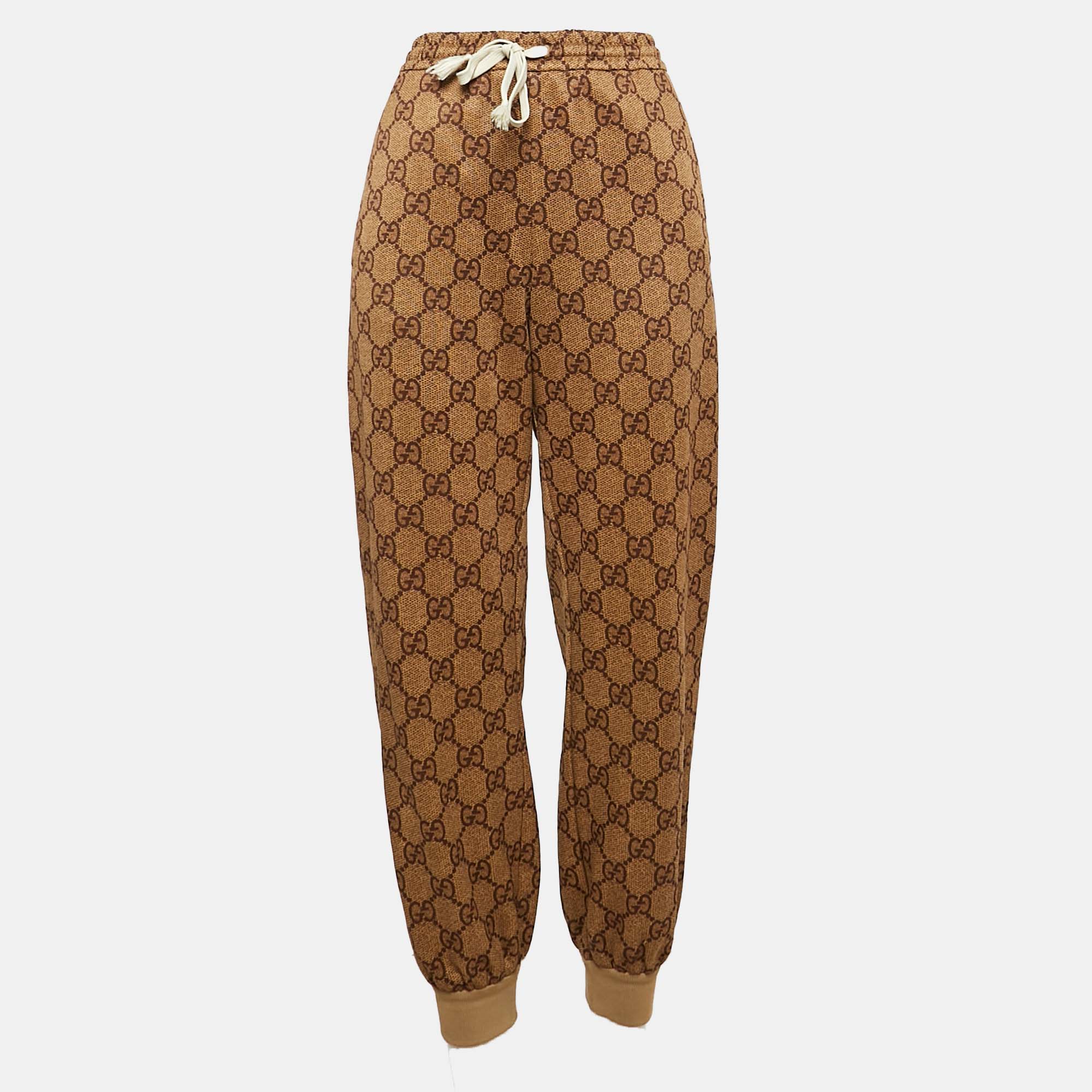 

Gucci Brown GG Supreme Print Jersey Track Pants S