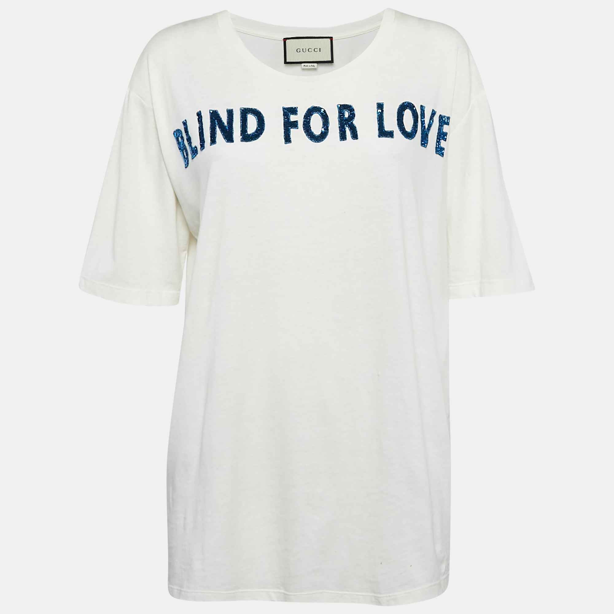 

Gucci White Blind For Love Sequin Jersey Oversized T-Shirt M